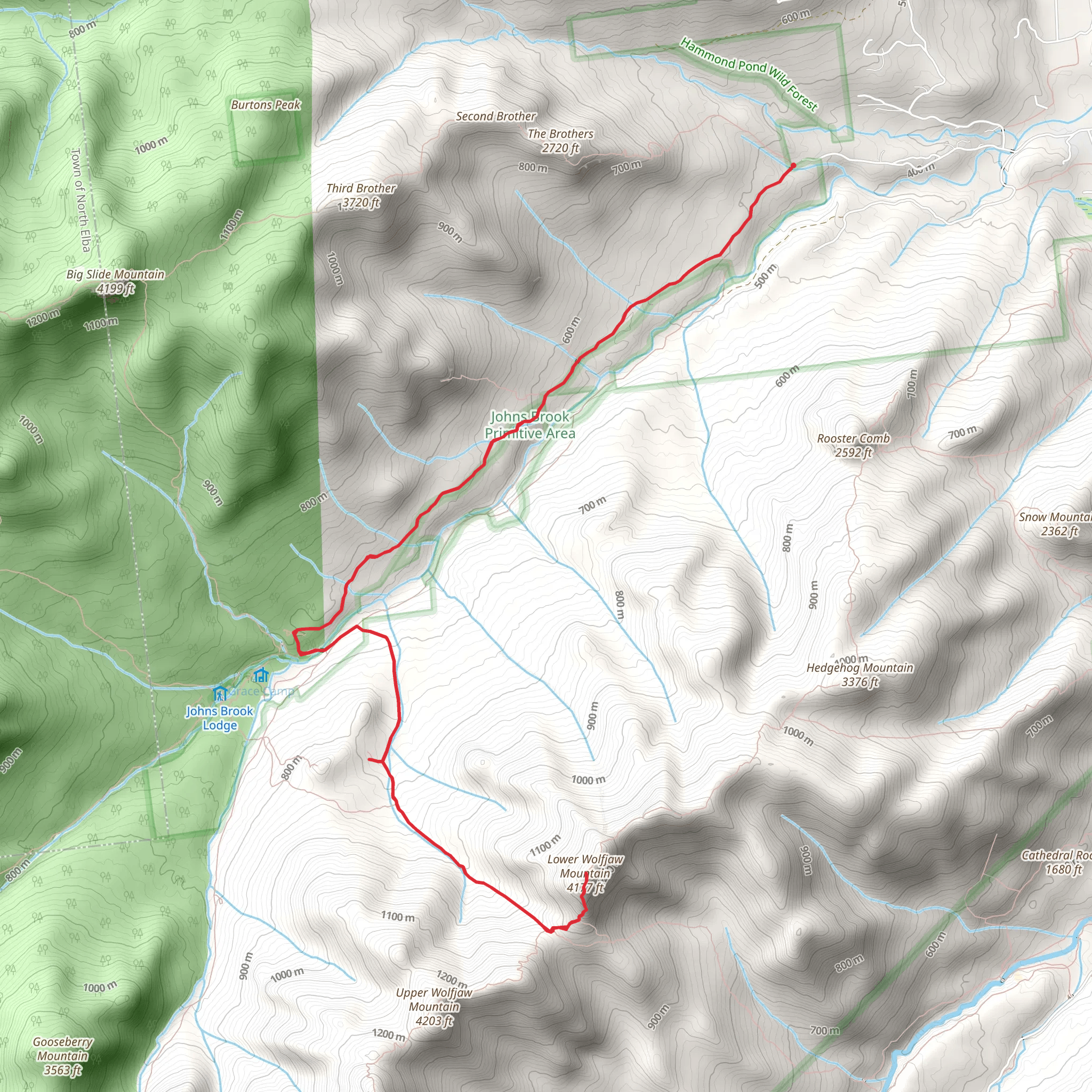 Lower Wolfjaw Mountain via Phelps Trail mobile static map