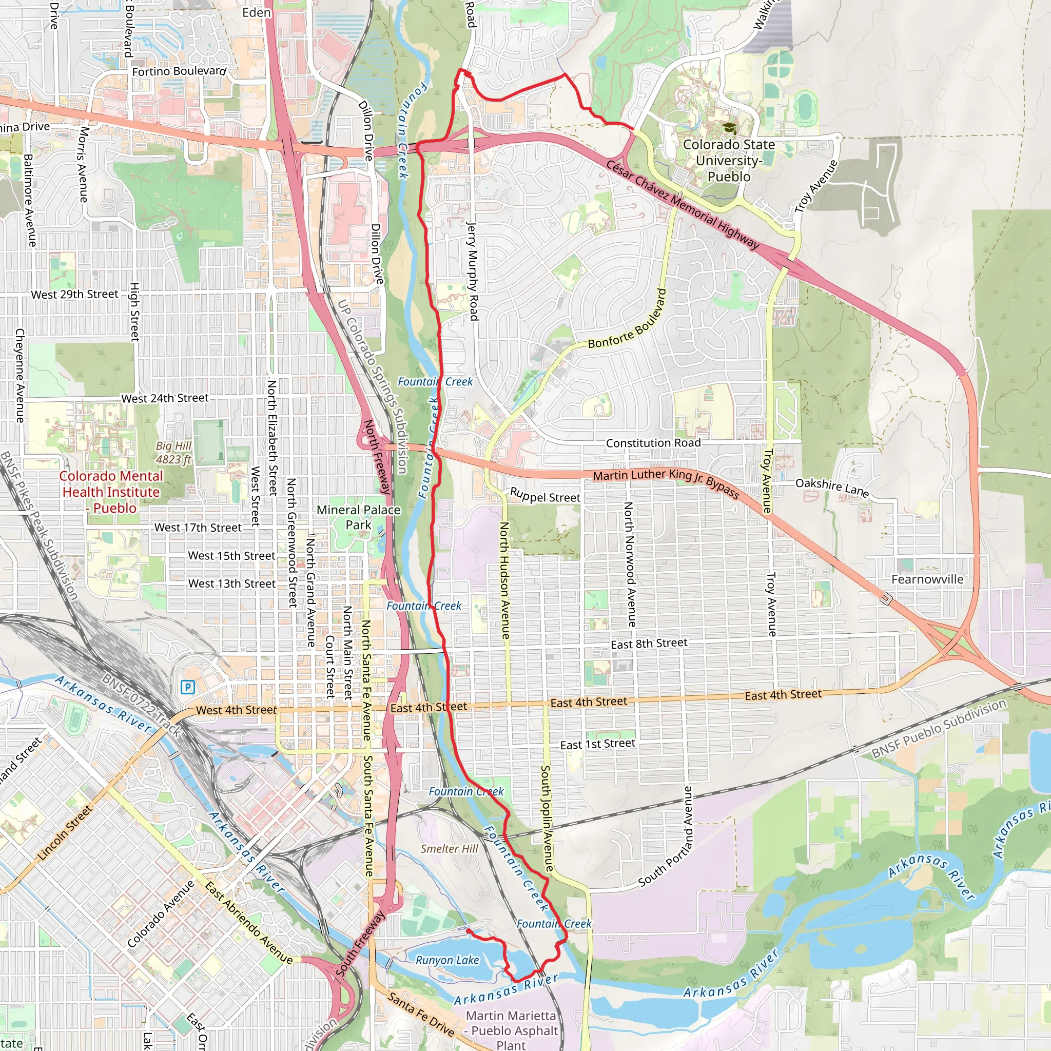 Fountain Creek MUP mobile static map