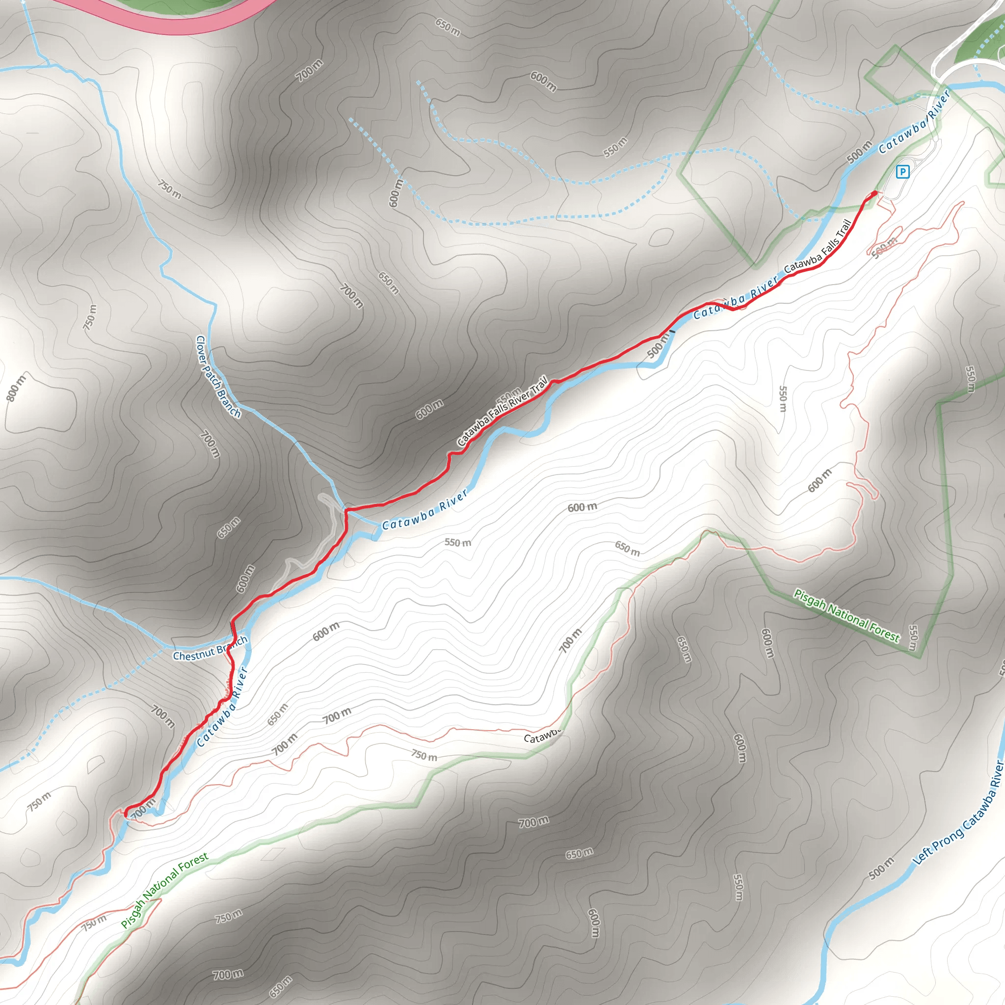 Catawba Falls Trail mobile static map