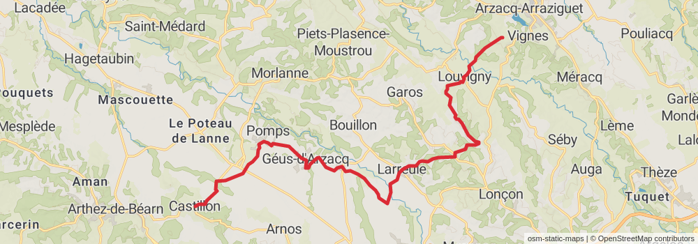 Camino Strasbourg-Saint Jean Pied de Port via Le Puy stage 78 Map