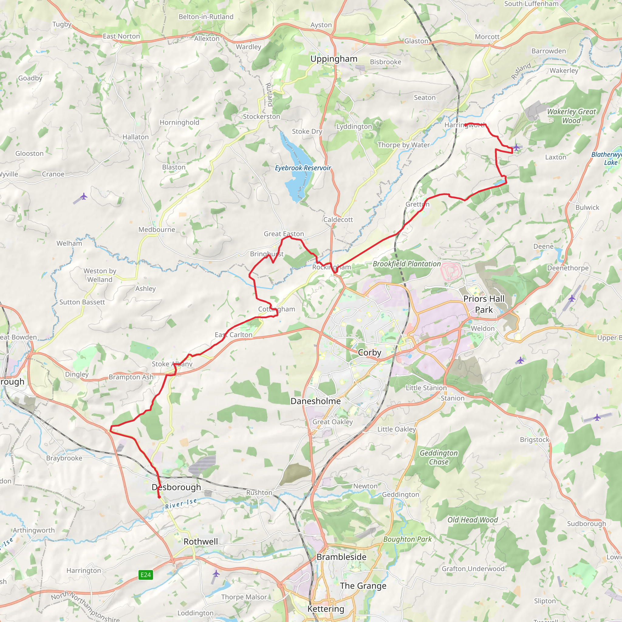 Harringworth to Desborough Walk mobile static map