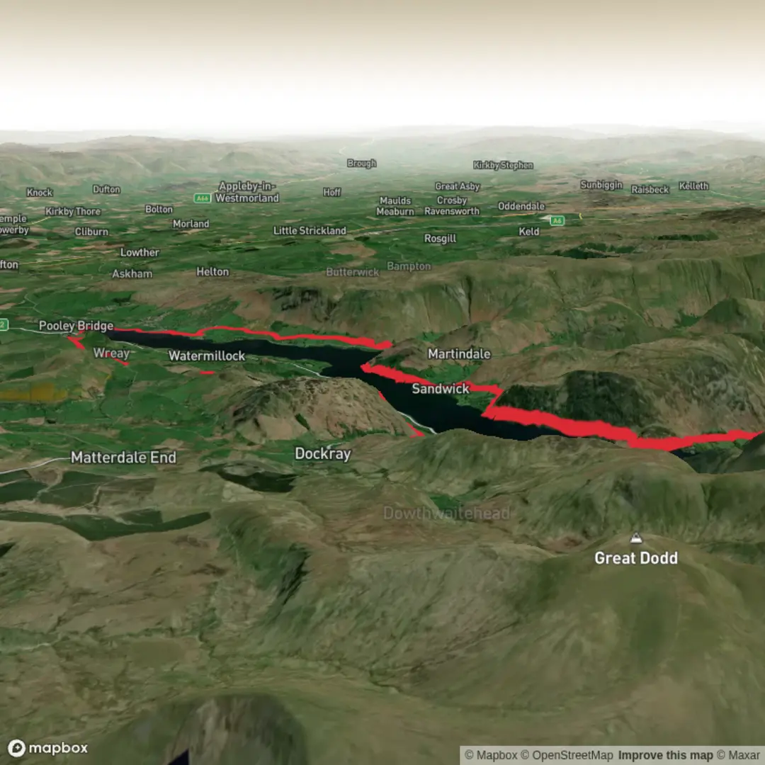 An image depicting the trail Ullswater Way and its surrounding area.