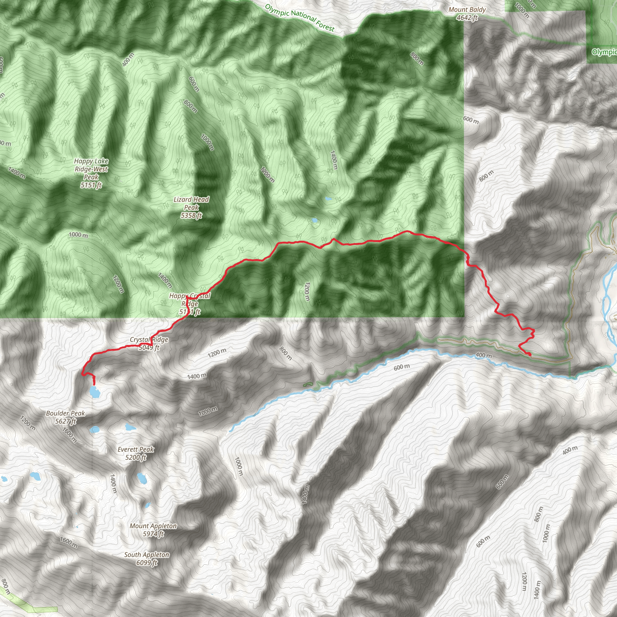 Happy Lake Ridge Trail mobile static map