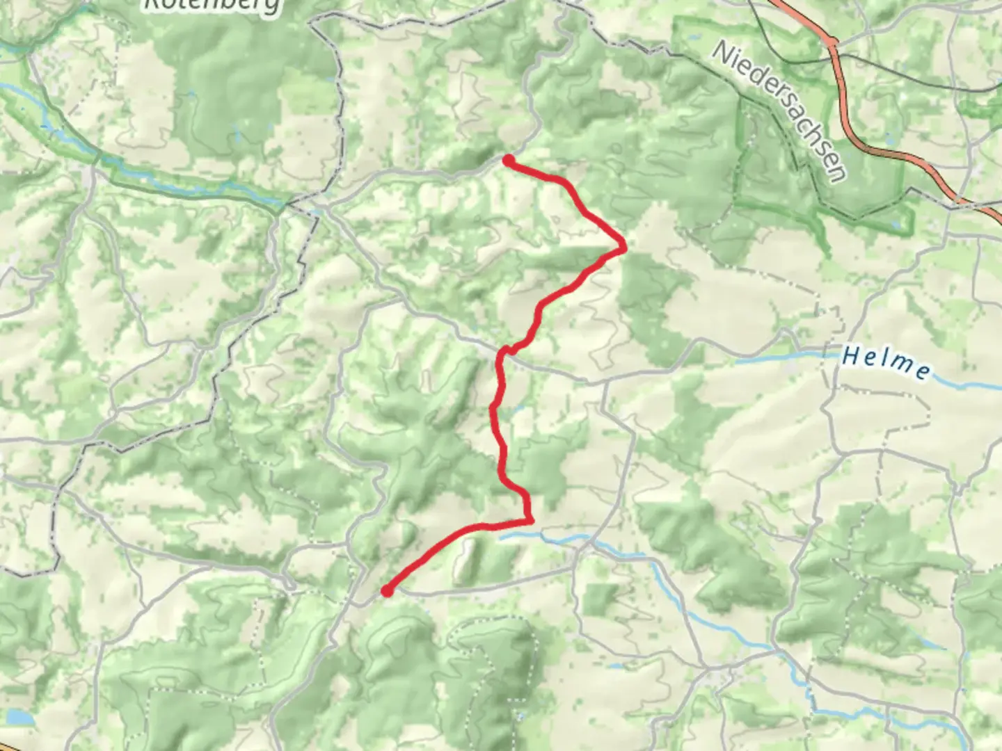 An image depicting the trail Holungen-Bockelnhagen and its surrounding area.