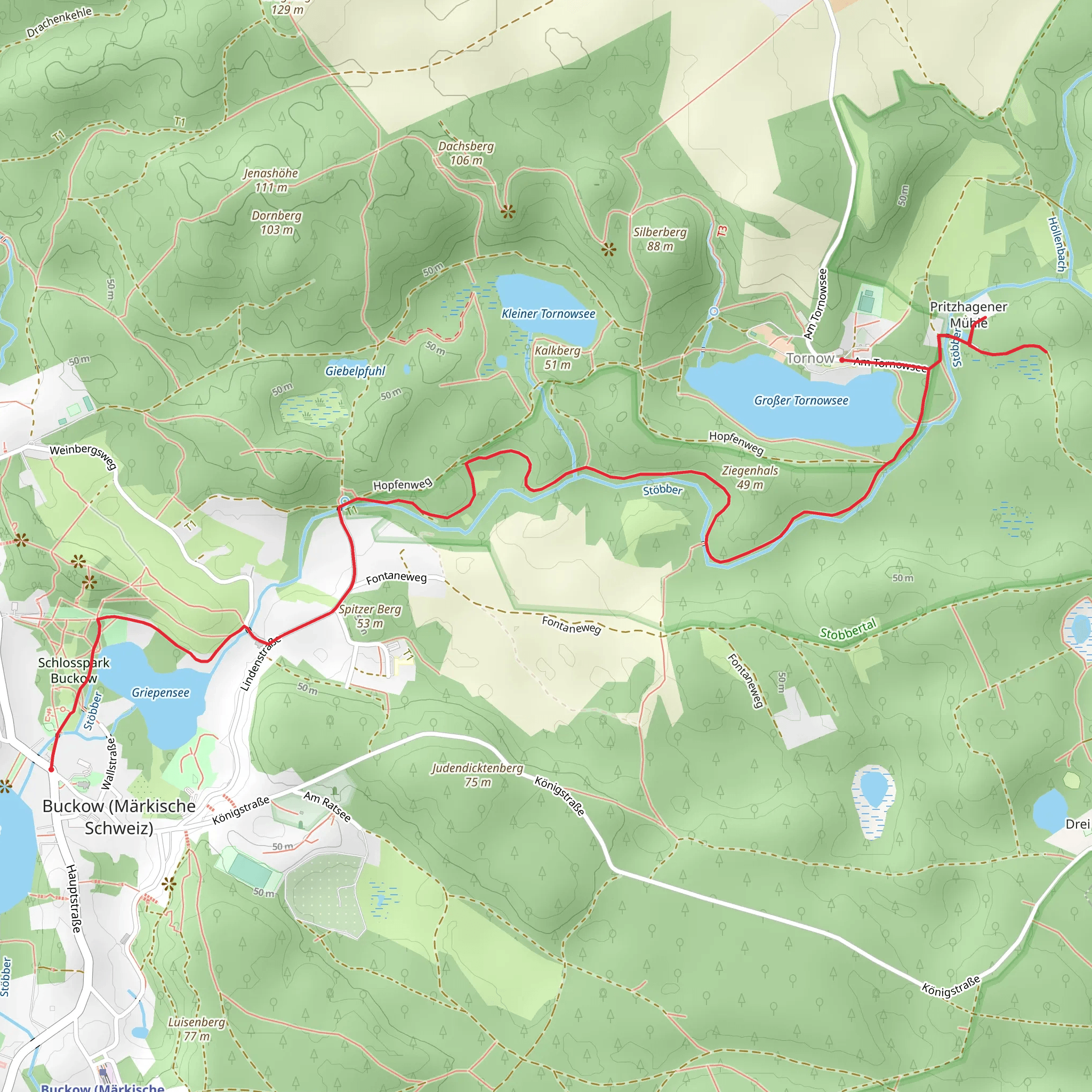 Grosser Tornowsee via Oberbarnimer Feldsteinroute mobile static map