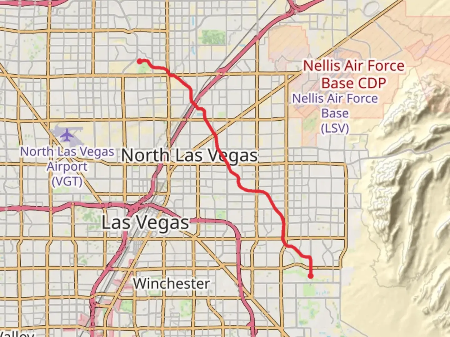 An image depicting the trail Las Vegas Wash Trail Point to Point and its surrounding area.