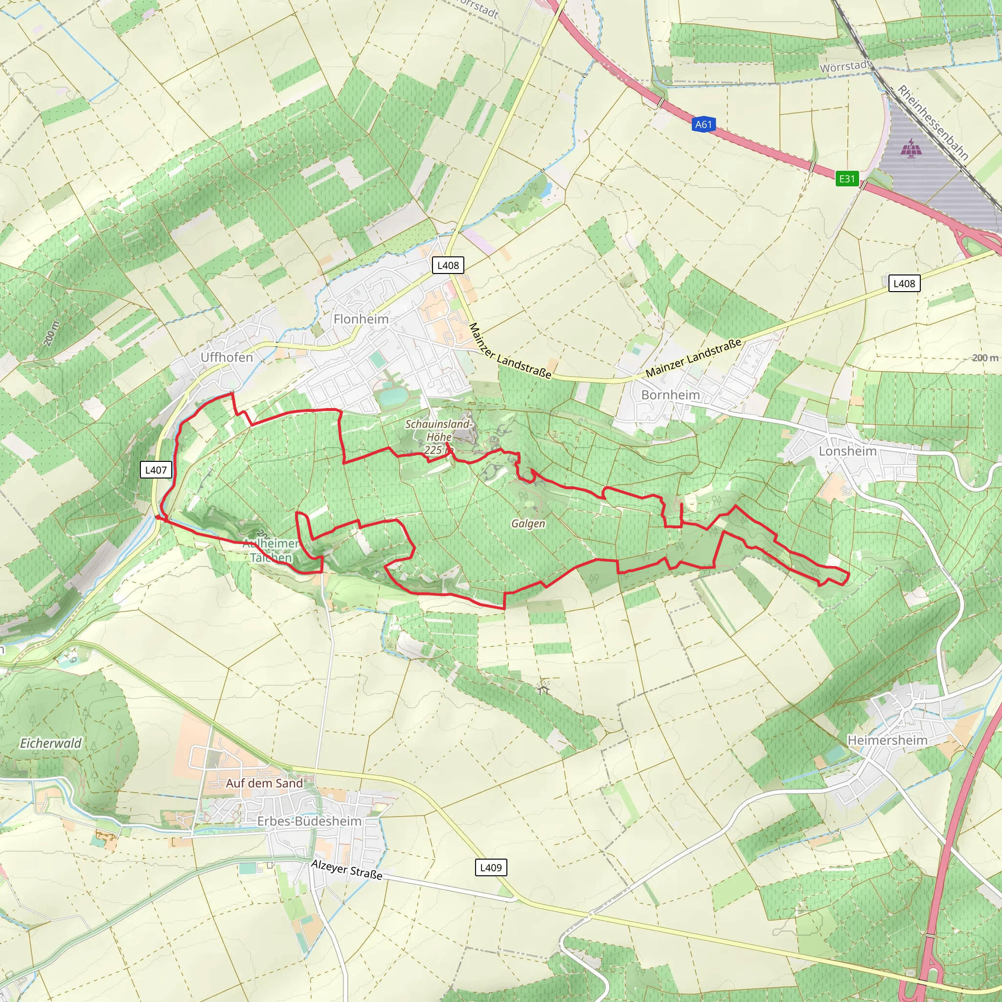Aulheimer Tälchen, Oswaldhohe and Sedanplatz Loop mobile static map