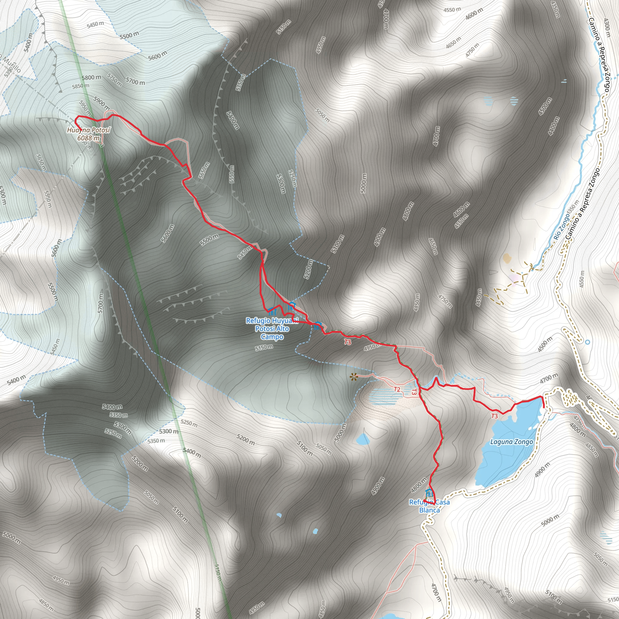 Huayna Potosí Trek mobile static map