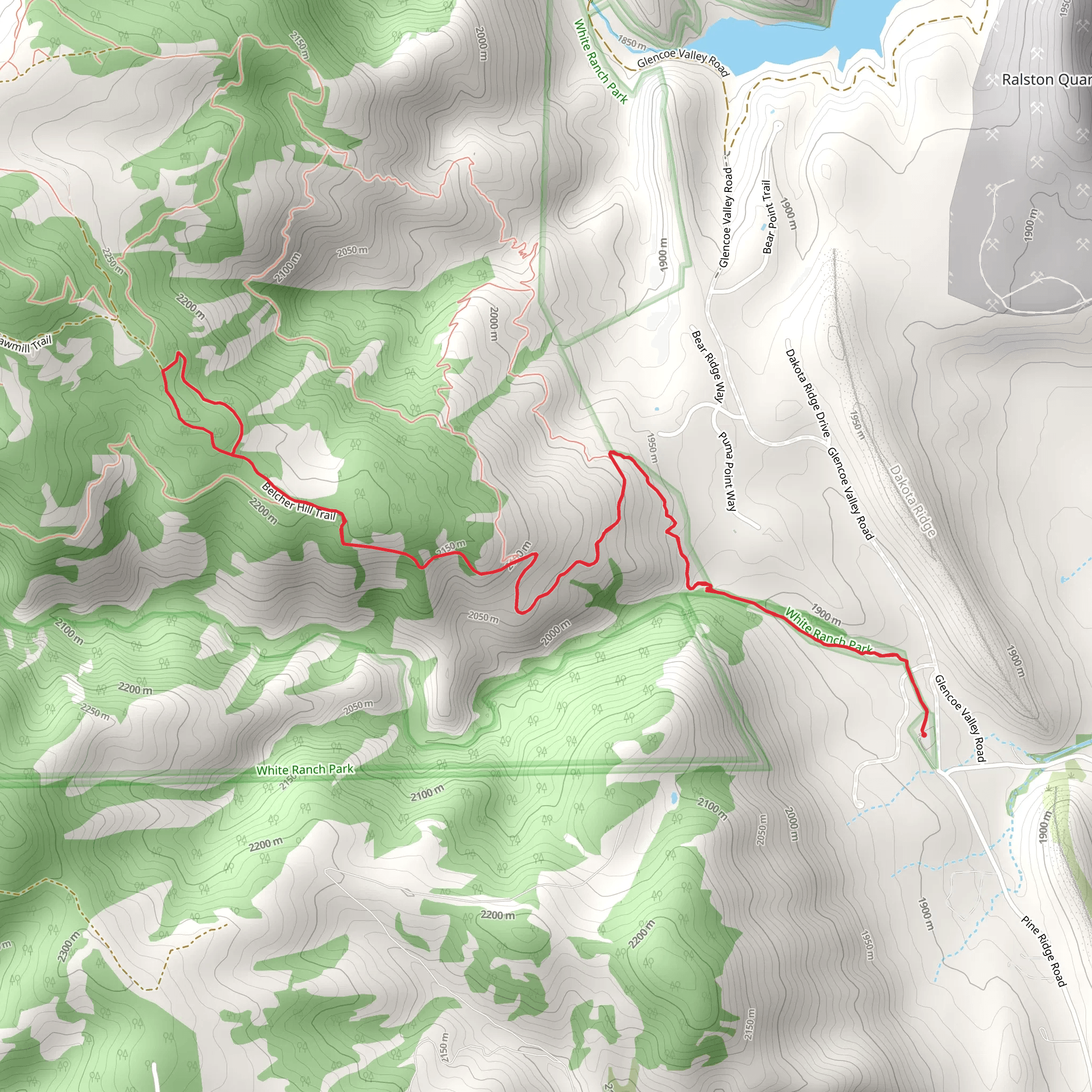Belcher Hill Trail and Round Up Loop mobile static map