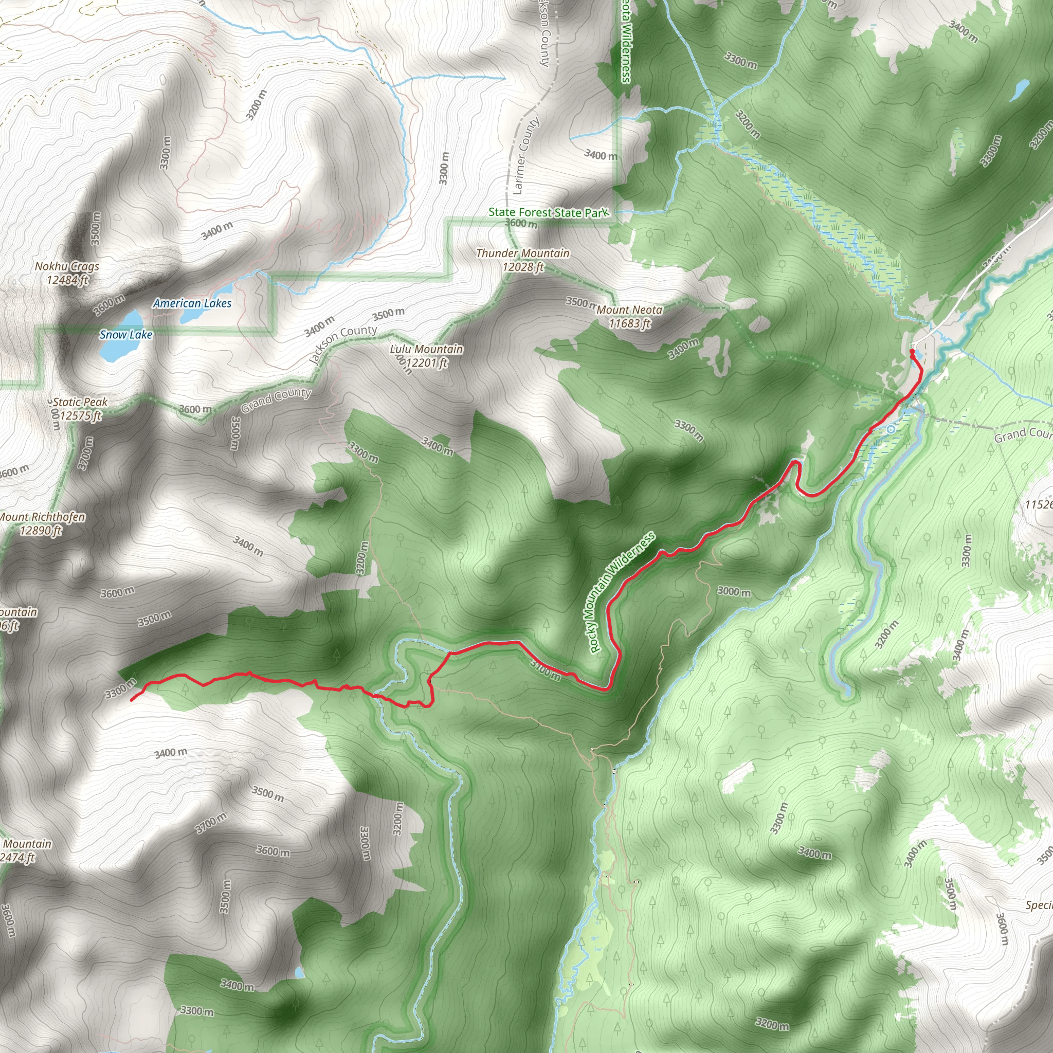 Skeleton Gulch via Grand Ditch Trail mobile static map
