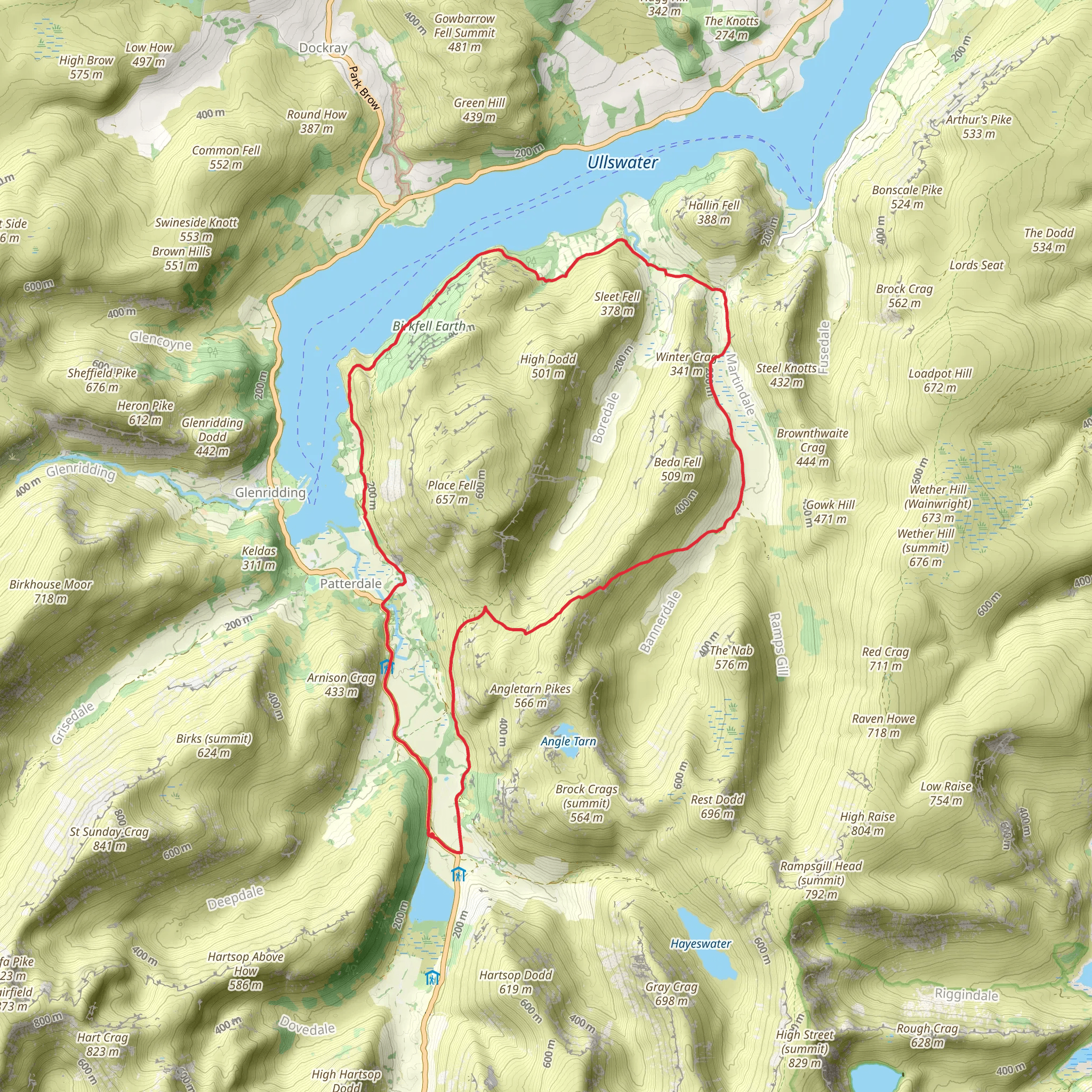 Ullswater, Hen How and Dale Head Loop mobile static map