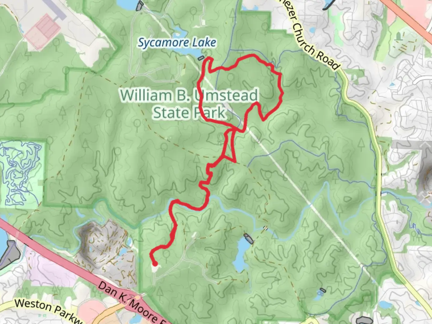 An image depicting the trail Company Mill and Sycamore Loop Trail and its surrounding area.