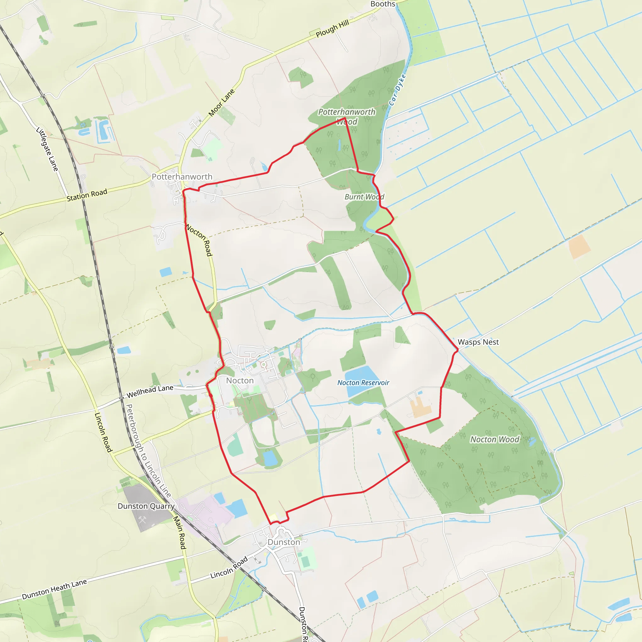 Nocton, Potterhanworth and Wasps Nest Loop Walk mobile static map
