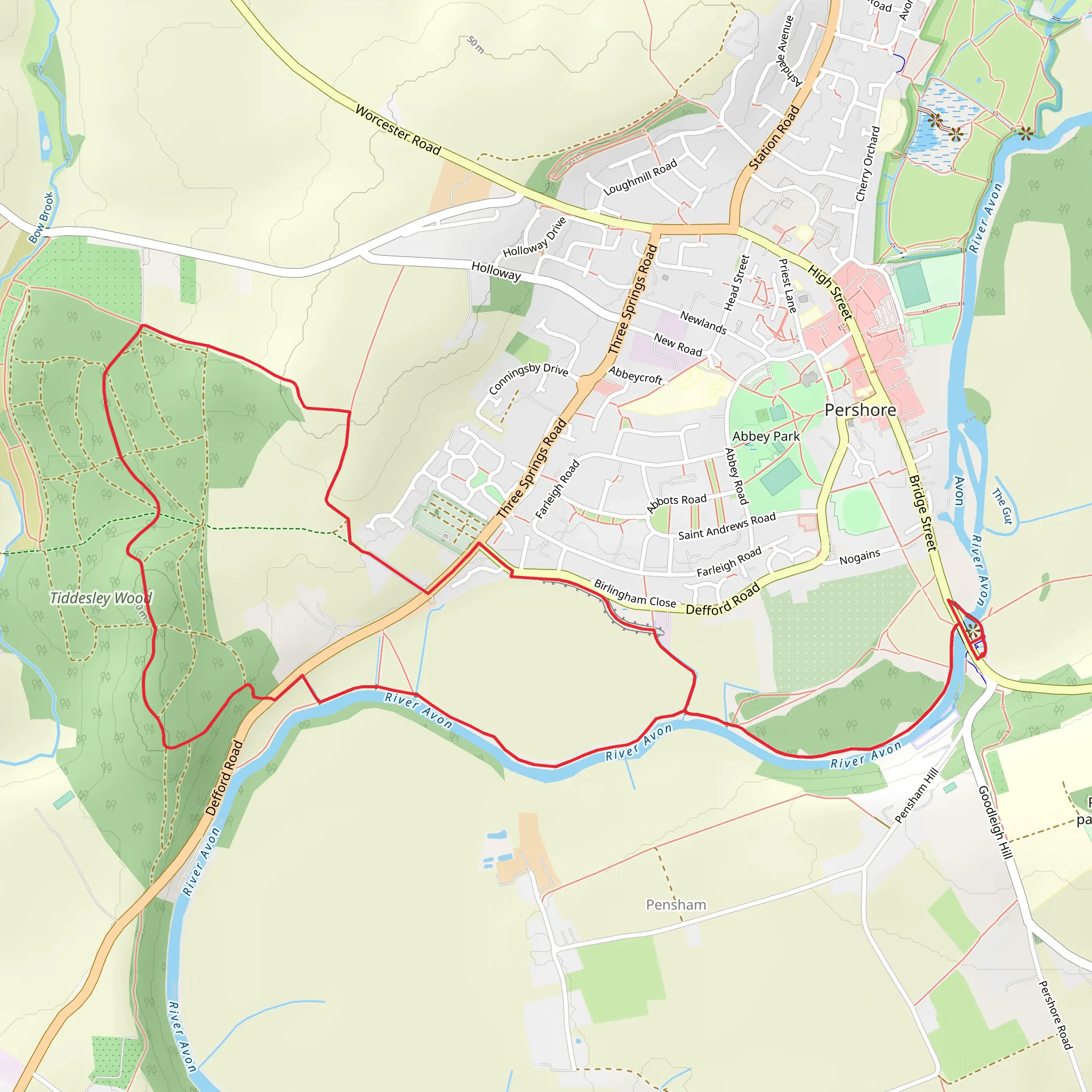 Tiddesley Wood Loop mobile static map