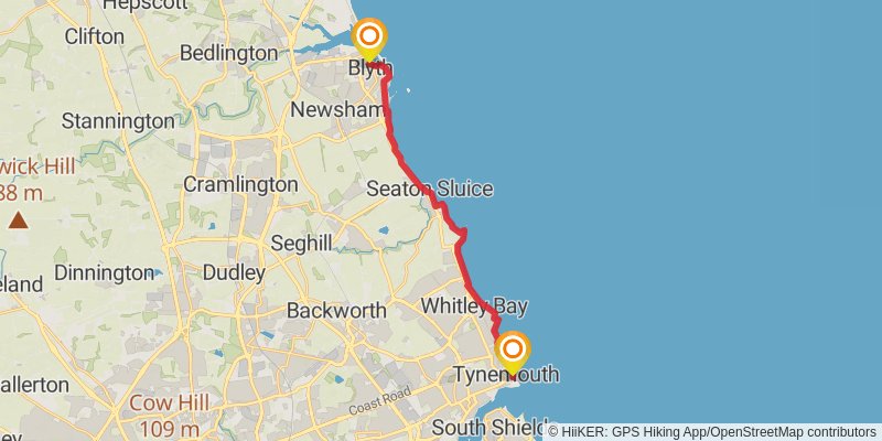England Coast Paths - Northeast stage 11 Map
