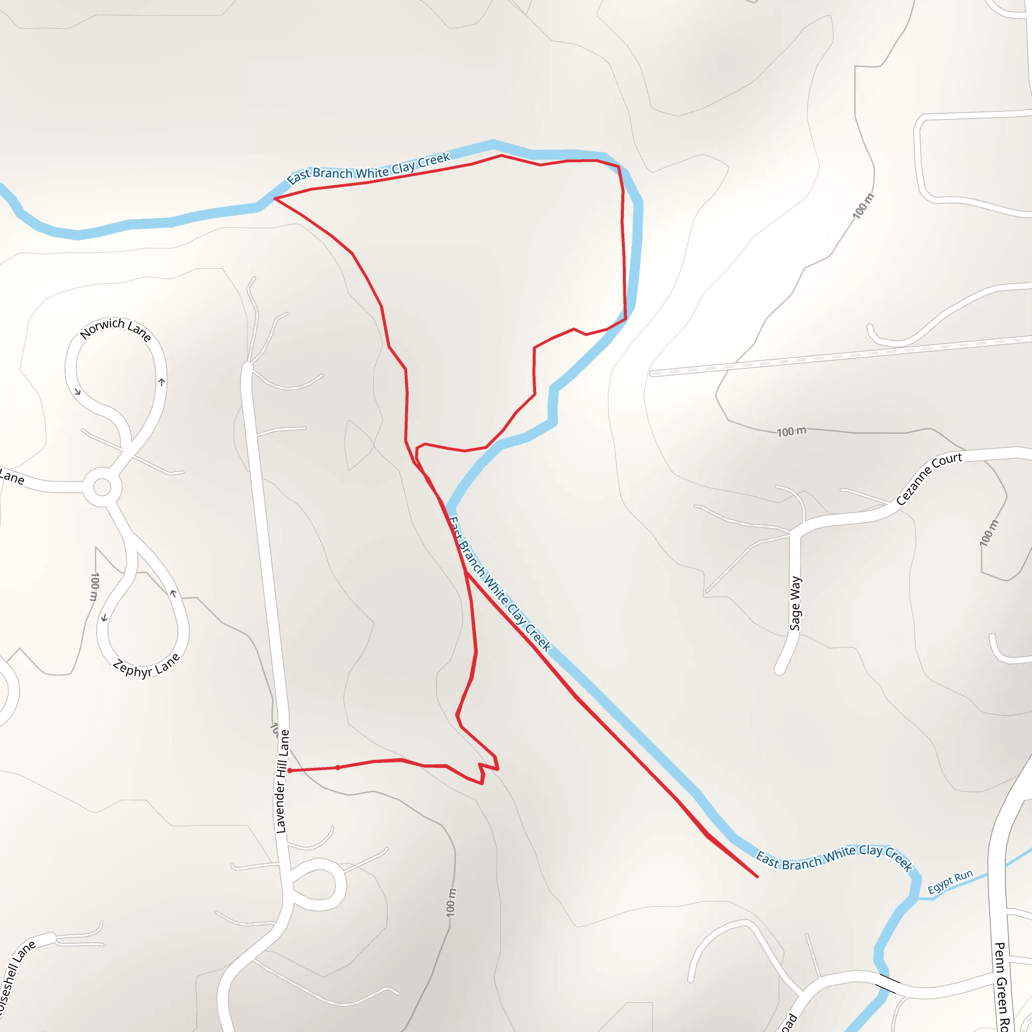 East Branch White Clay Creek Loop mobile static map