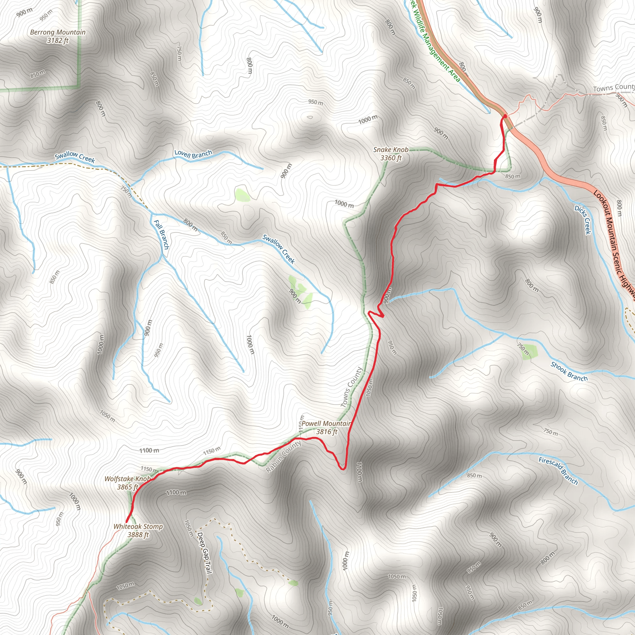 Wolfstake Knob via Appalachian Trail mobile static map