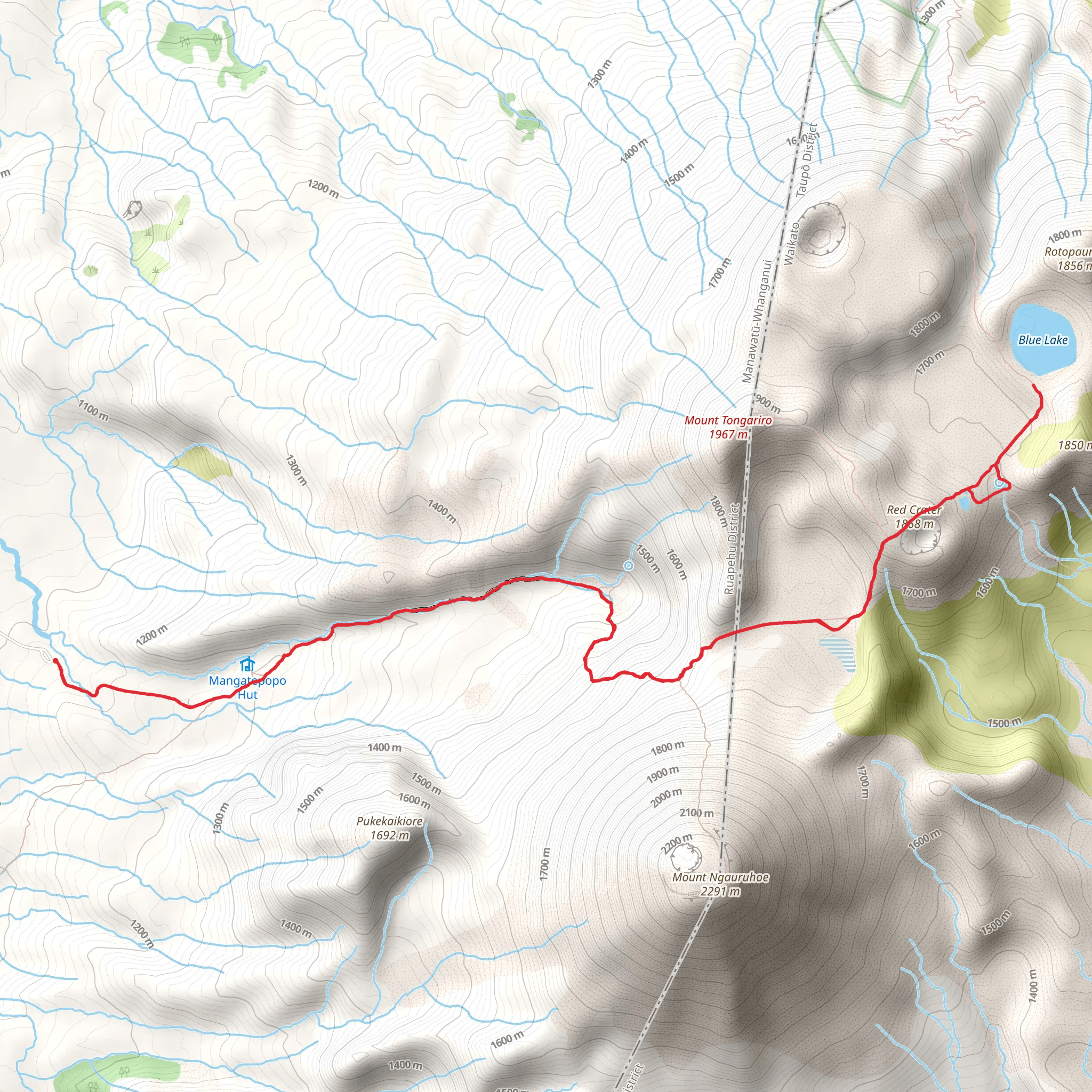 Blue Lake via Tongariro Alpine Crossing mobile static map
