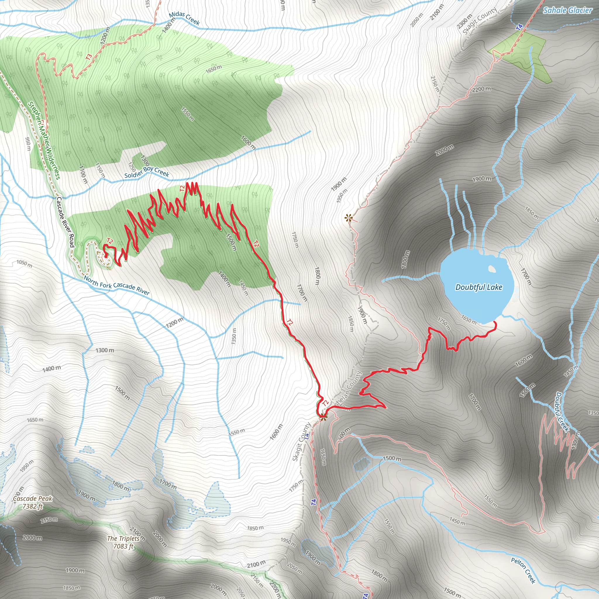 Doubtful Lake via Cascade Pass Trail mobile static map