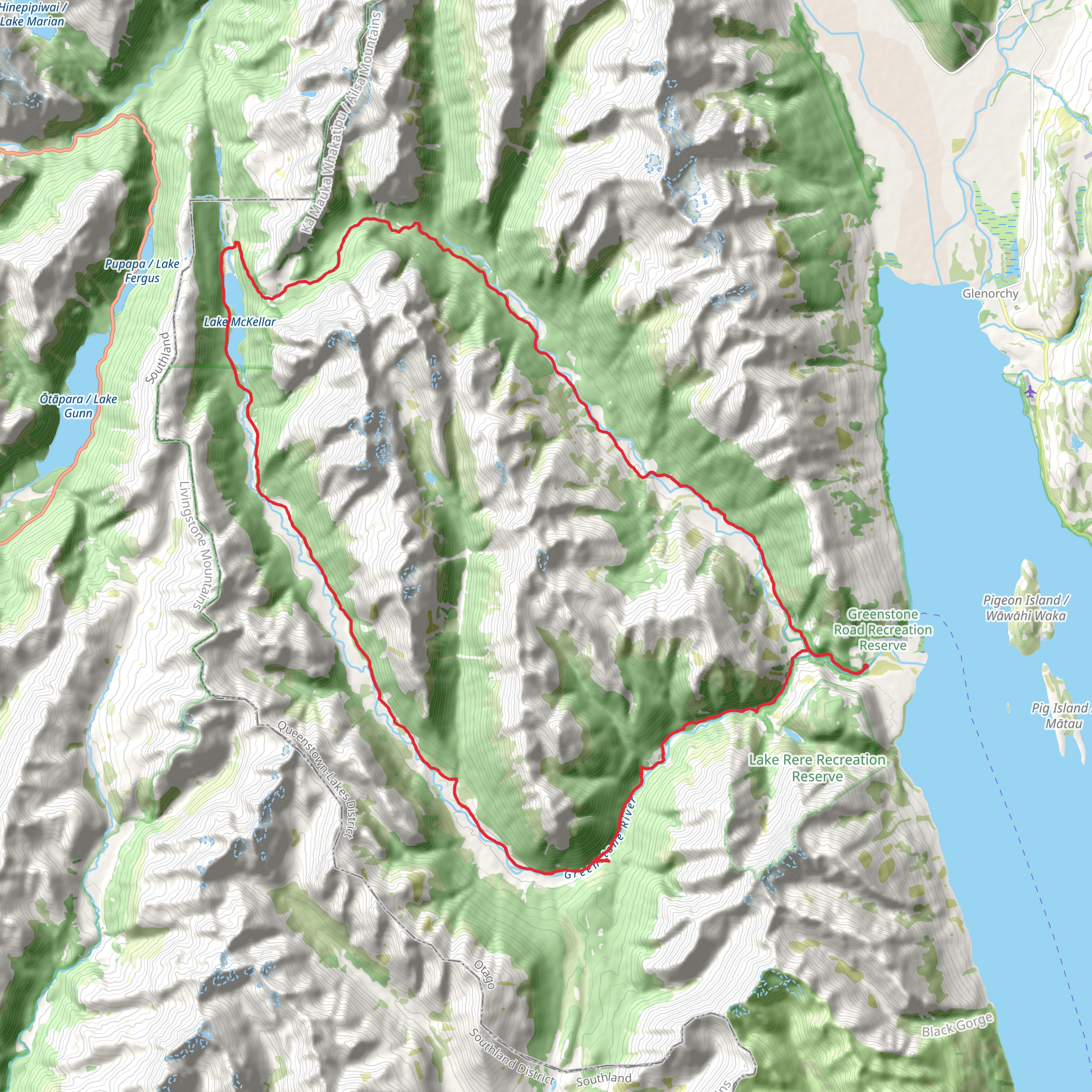 Greenstone and Caples Track mobile static map