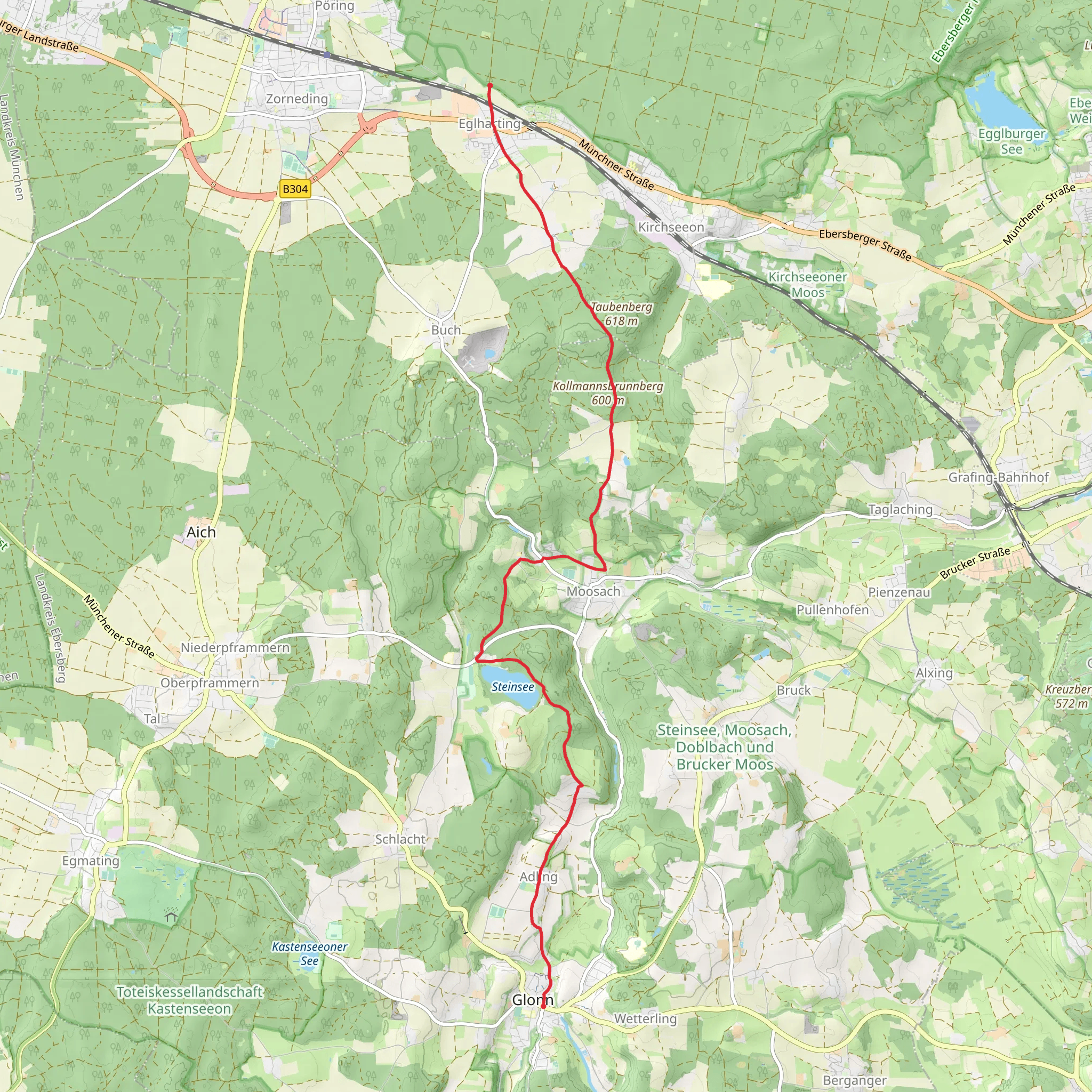 Glonn to Eglharting Walk via Stein See mobile static map