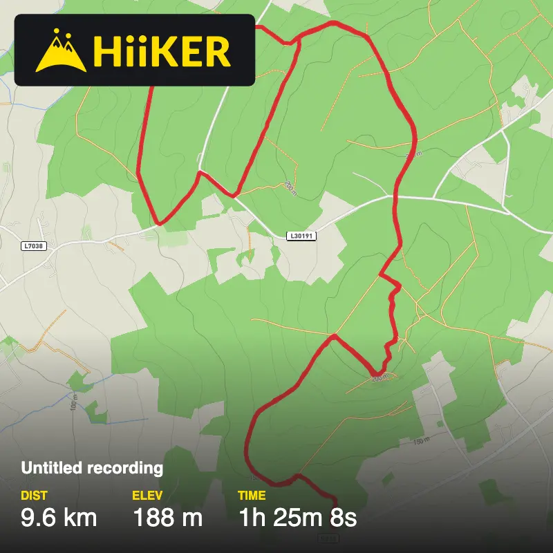 A map preview of the recording training hike.