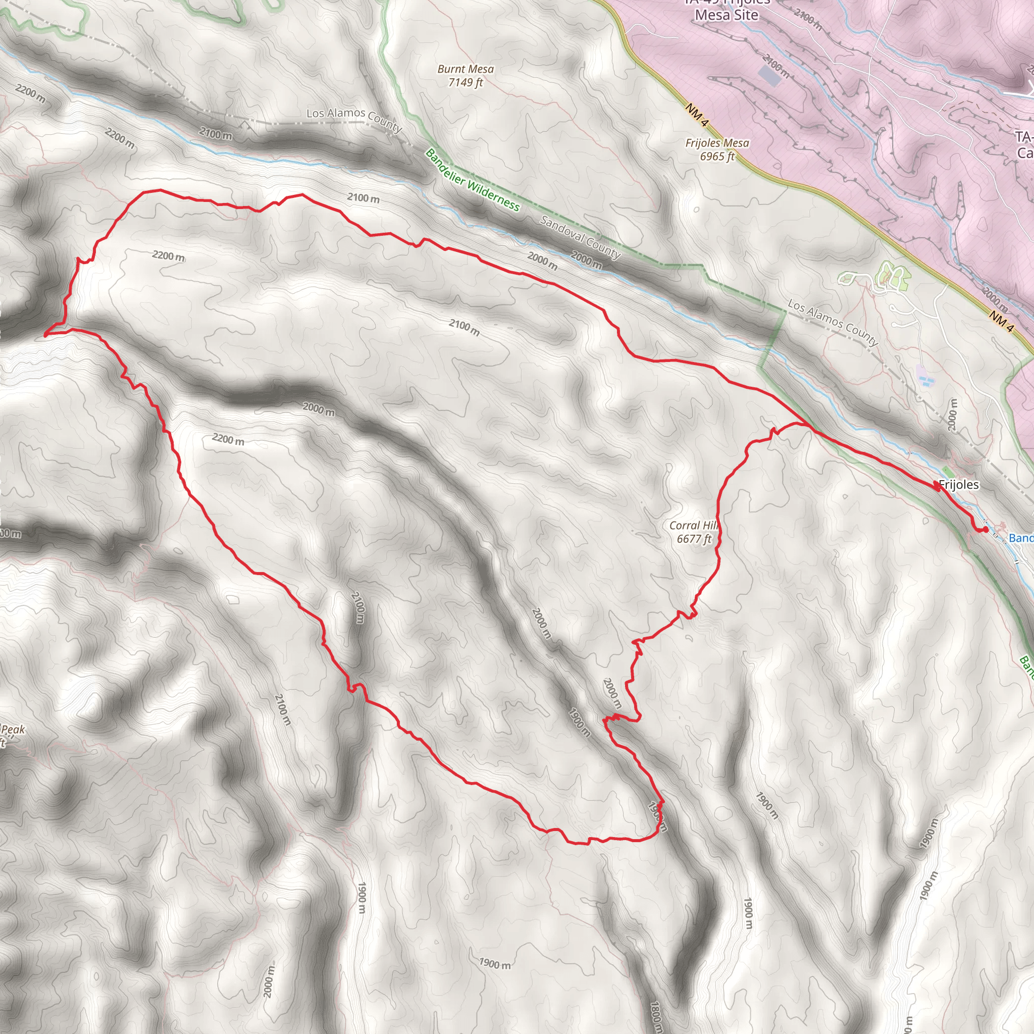 Middle and Upper Alamo and Frijoles Rim Loop Trail mobile static map