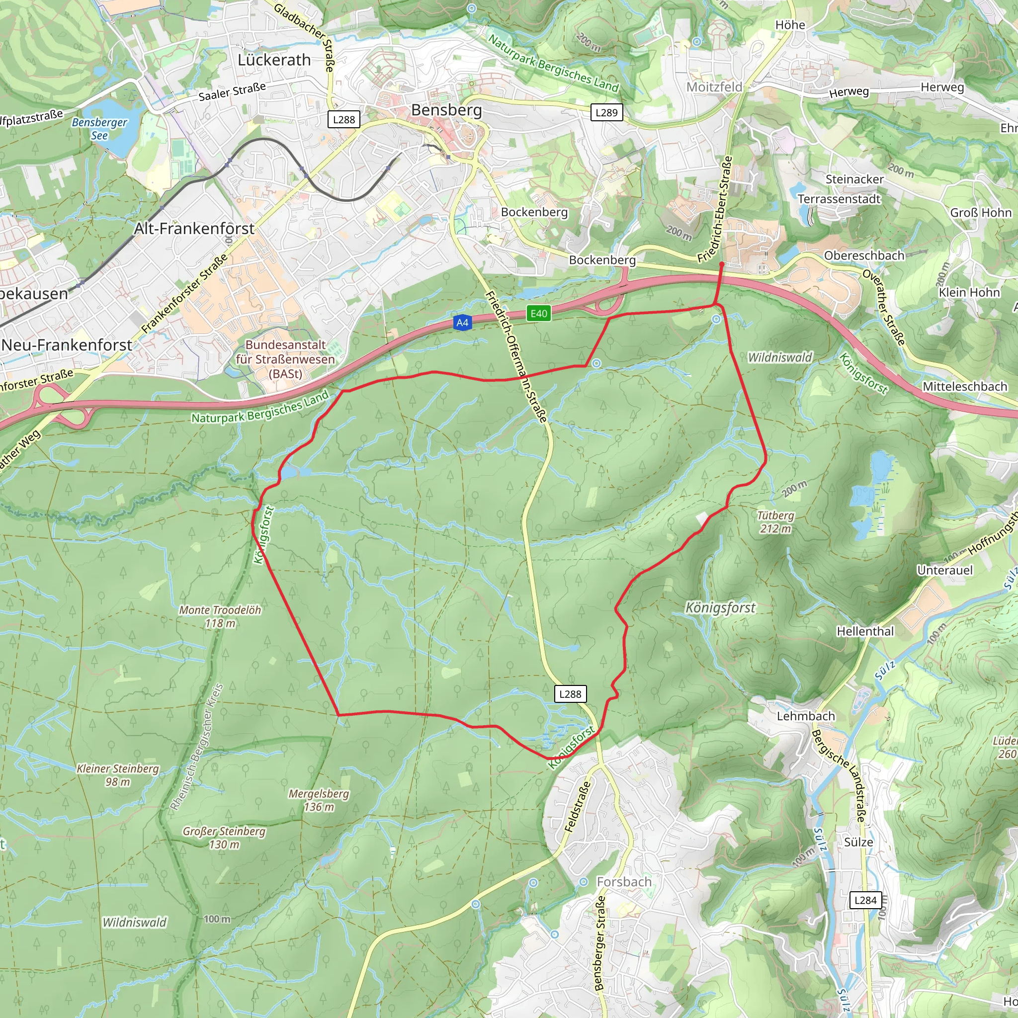 Königsforster Straße Loop mobile static map