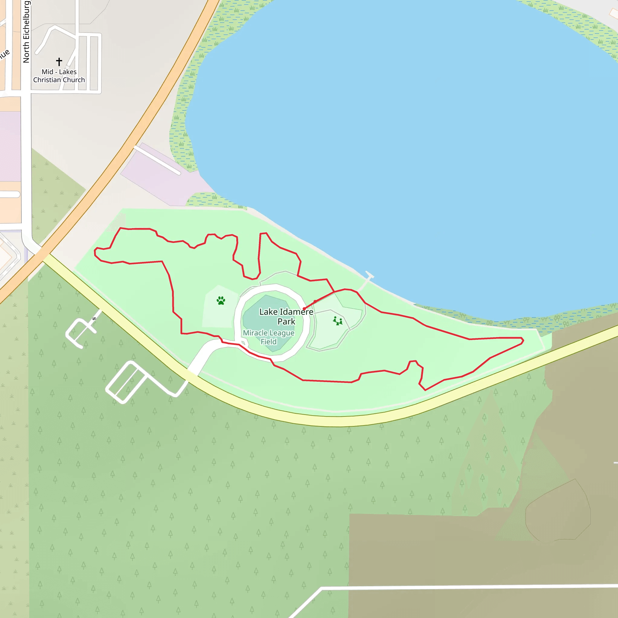 Lake Idamere Park Loop mobile static map