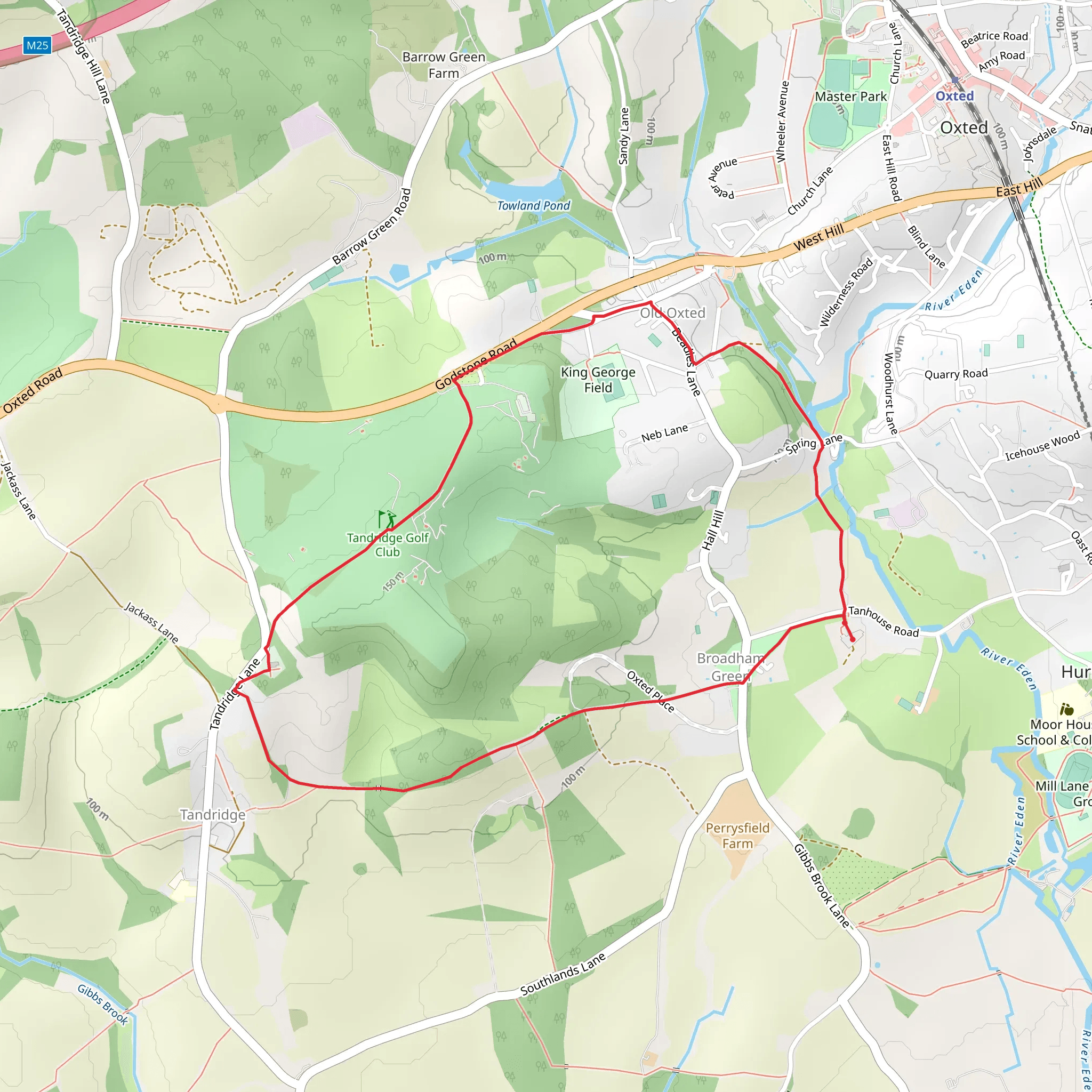 Oxted Country Park Loop mobile static map