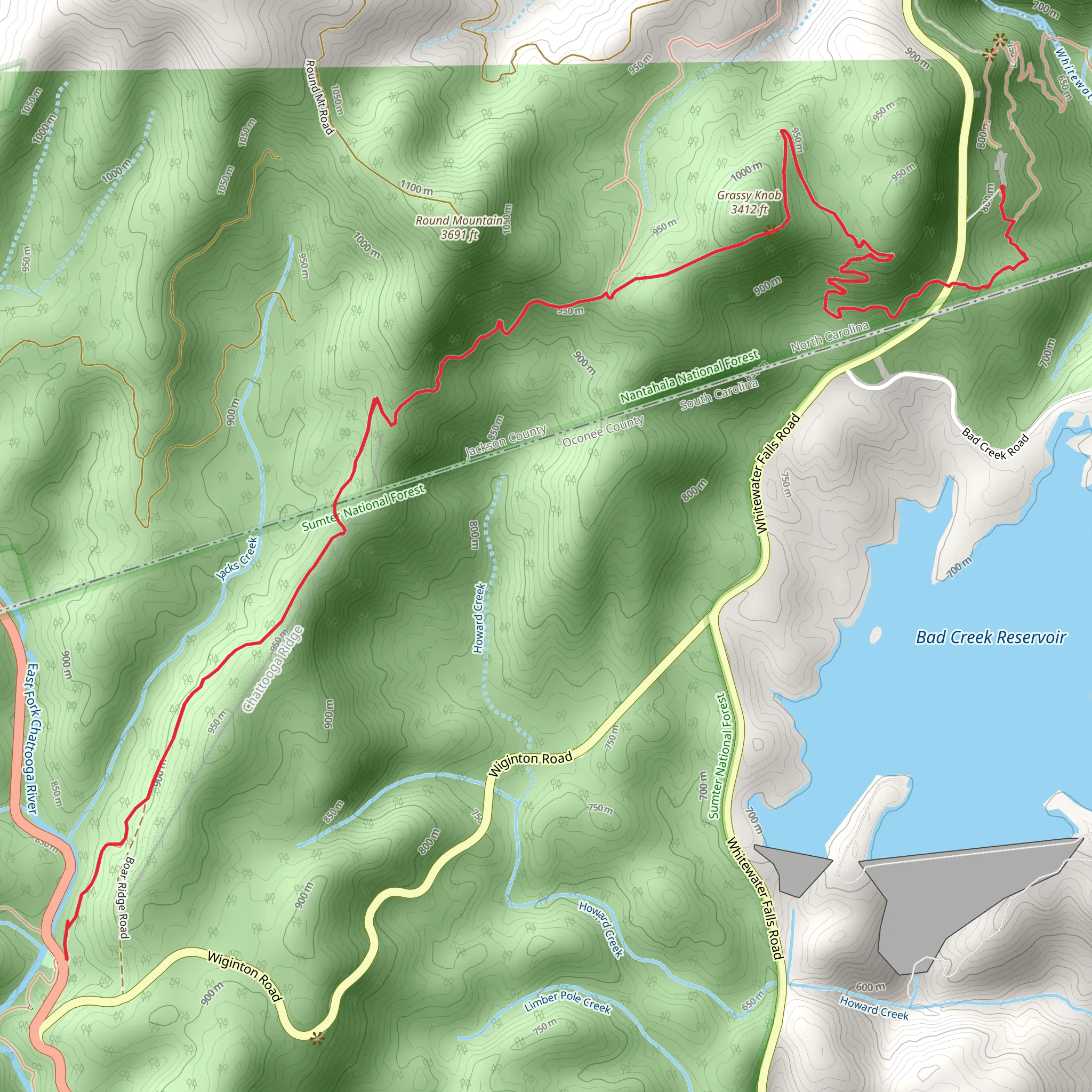 Round Mountain Gap and Foothills Trail mobile static map