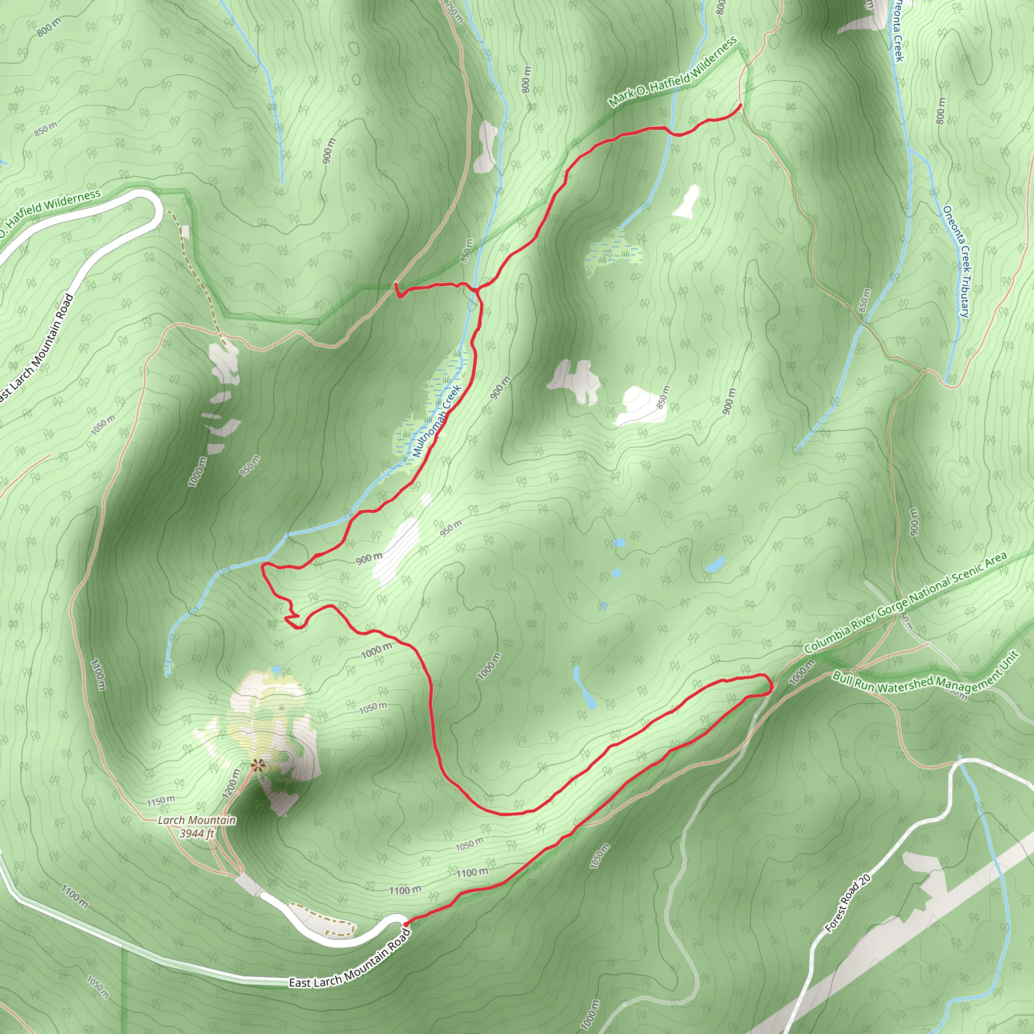 Multnomah Creek Way Trail mobile static map