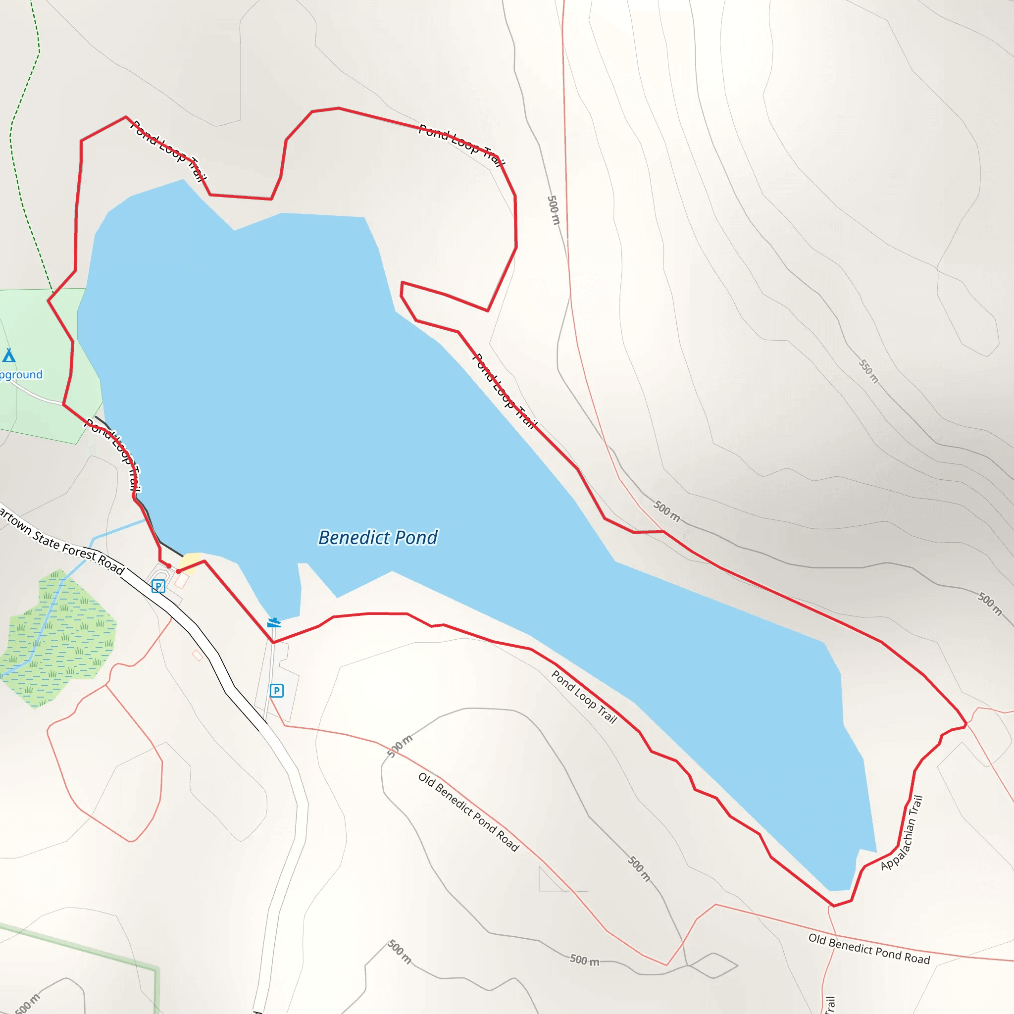 Benedict Pond Loop Trail mobile static map