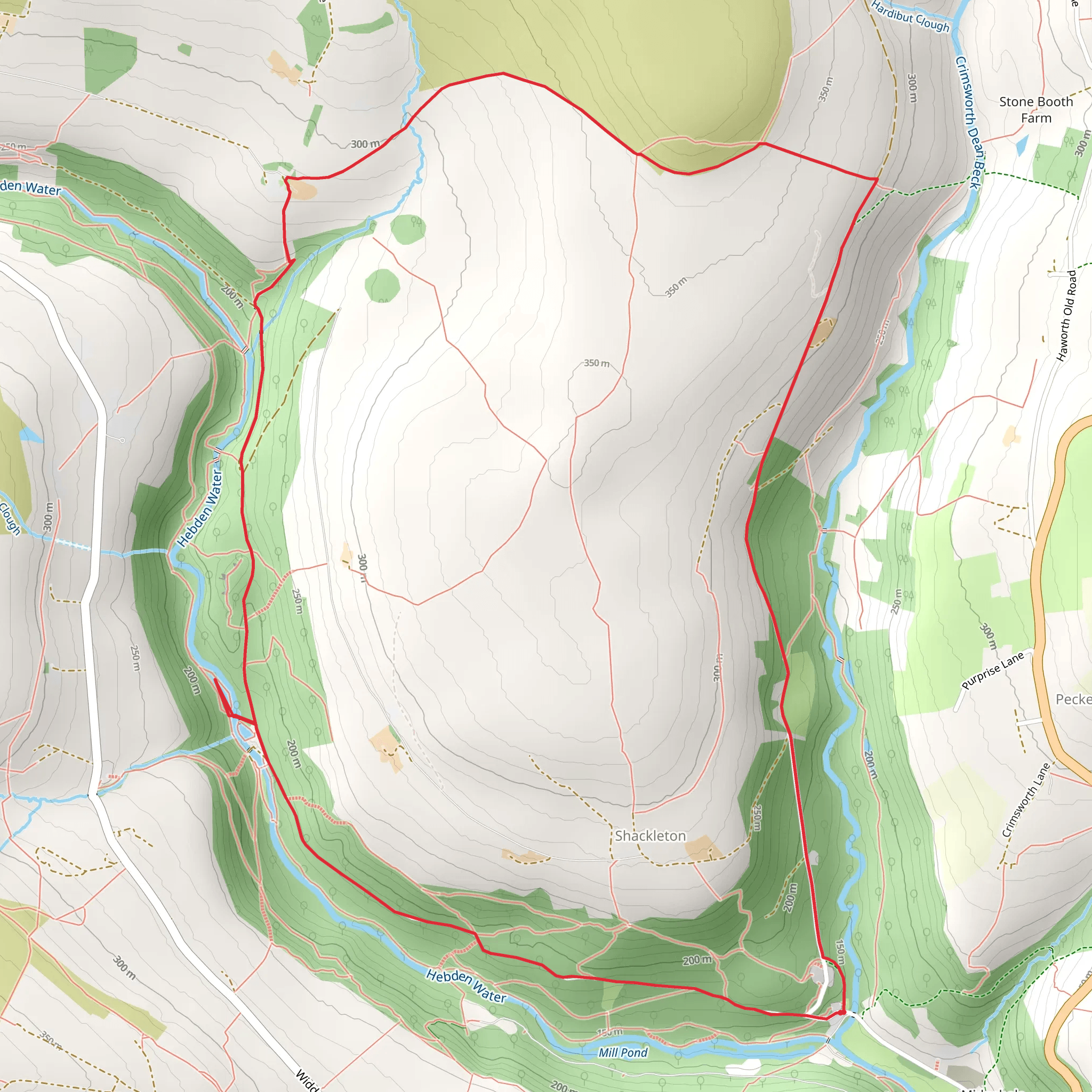 Hebden Dale - Hardcastle Crags and Crimsworth Dean mobile static map