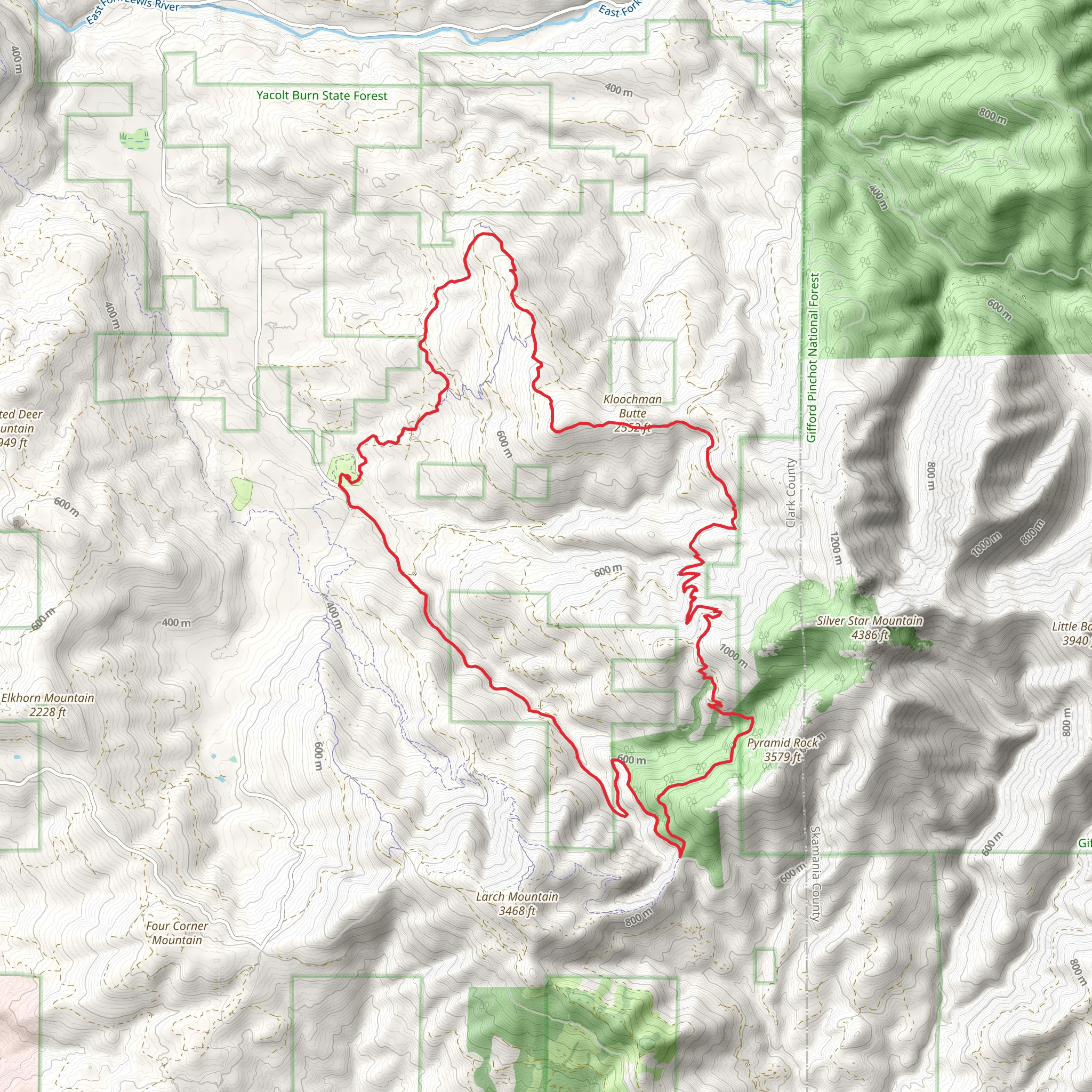 Tarbell Trail and Chinook Trail mobile static map