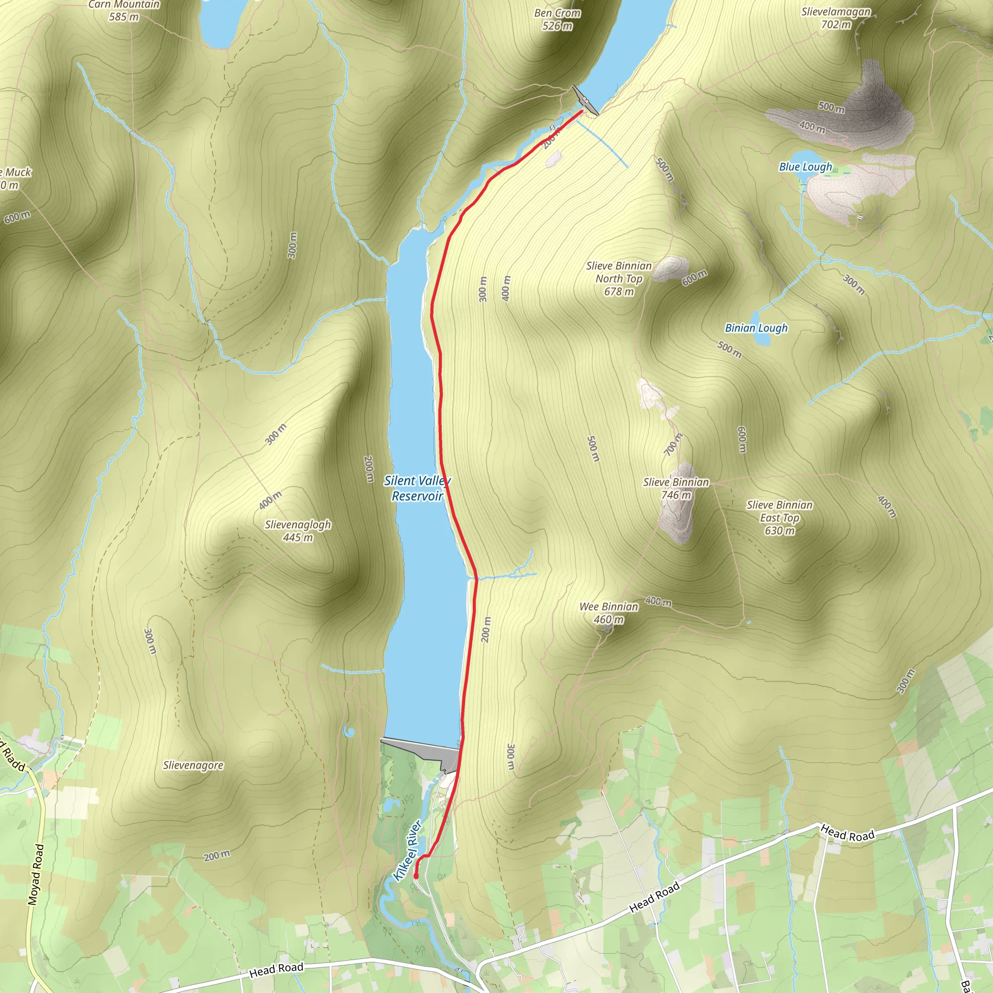 Silent Valley Ben Crom Dam Walk mobile static map