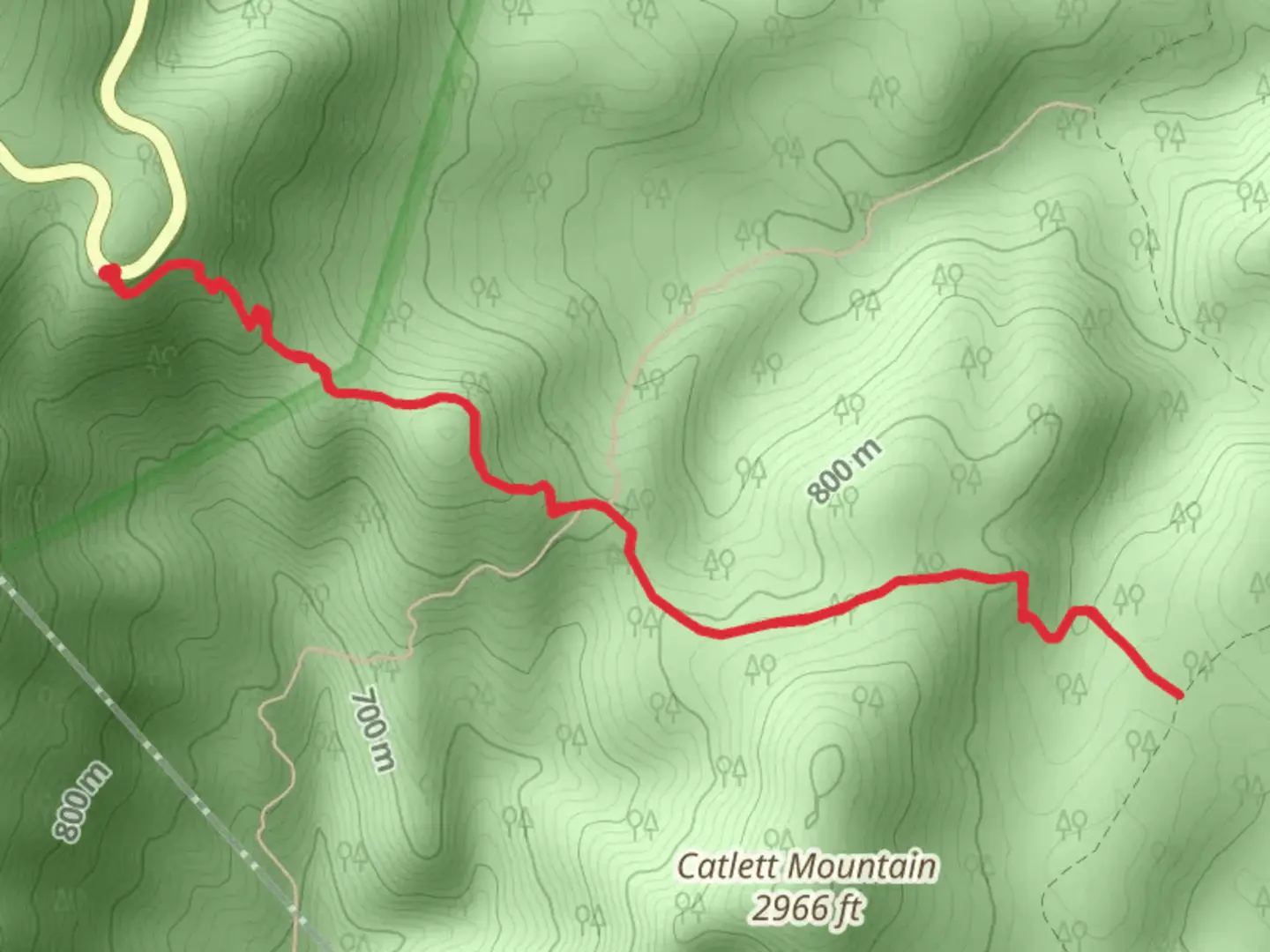 An image depicting the trail Catlett Mountain Trail and its surrounding area.