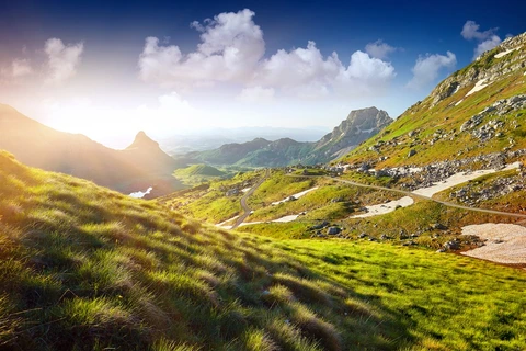 An image depicting the trail Peaks of the Balkans and its surrounding area.