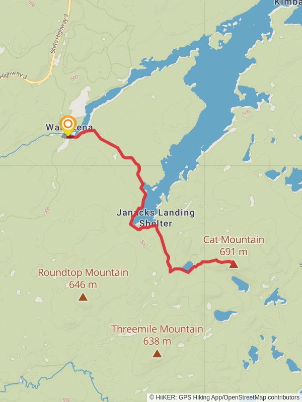 Cat Mountain via Glasby Pond mobile static map