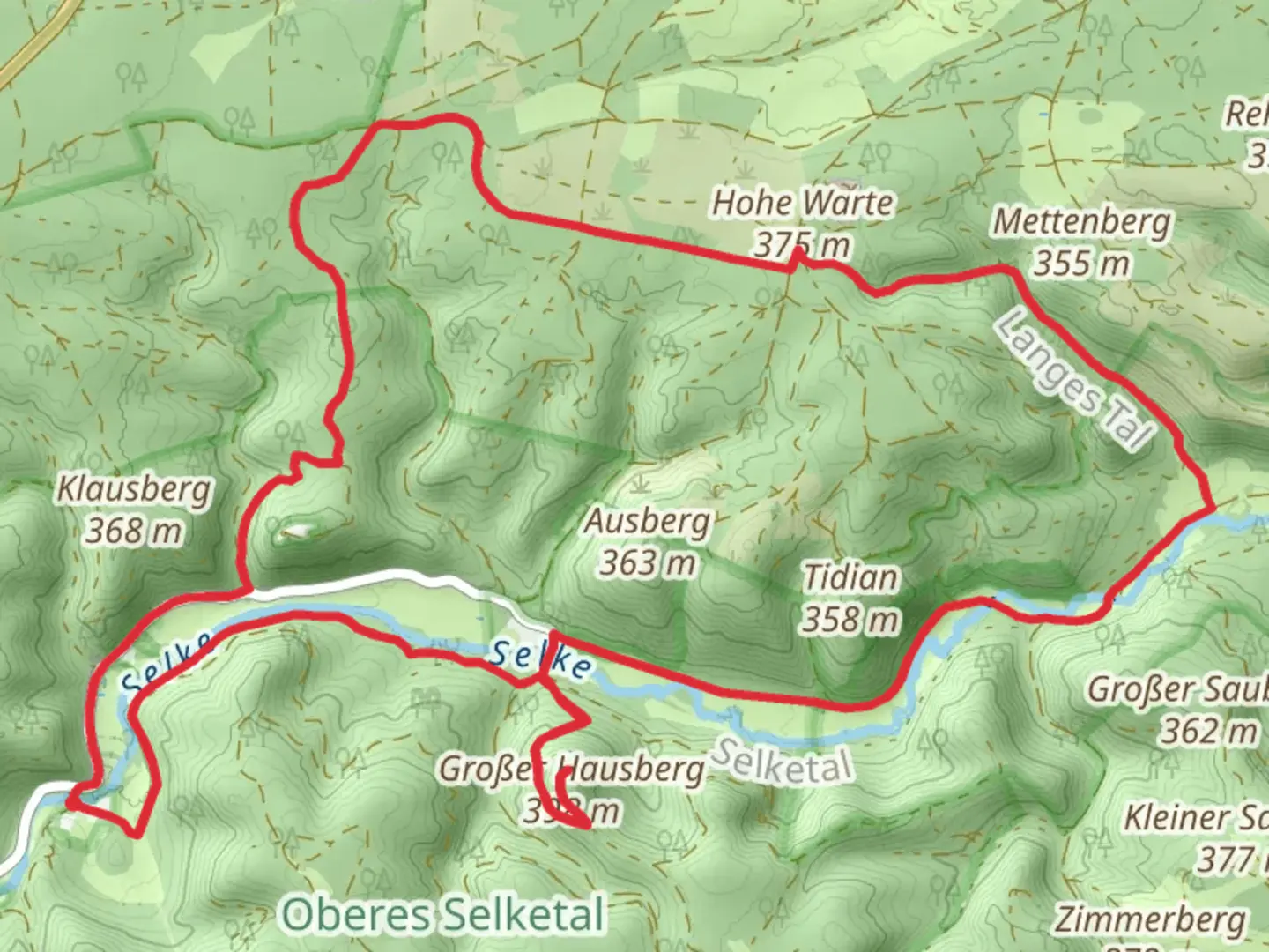An image depicting the trail NSG Oberes Selketal Loop via Ruine Anhalt and its surrounding area.