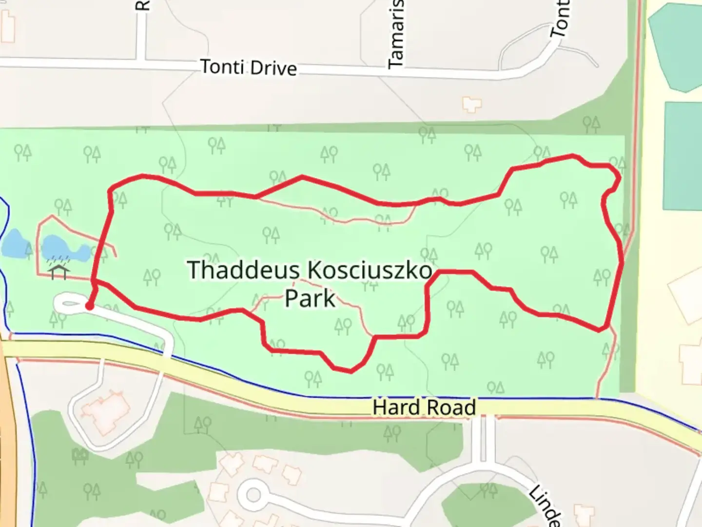 An image depicting the trail Thaddeus Kosciuszko Park Loop and its surrounding area.