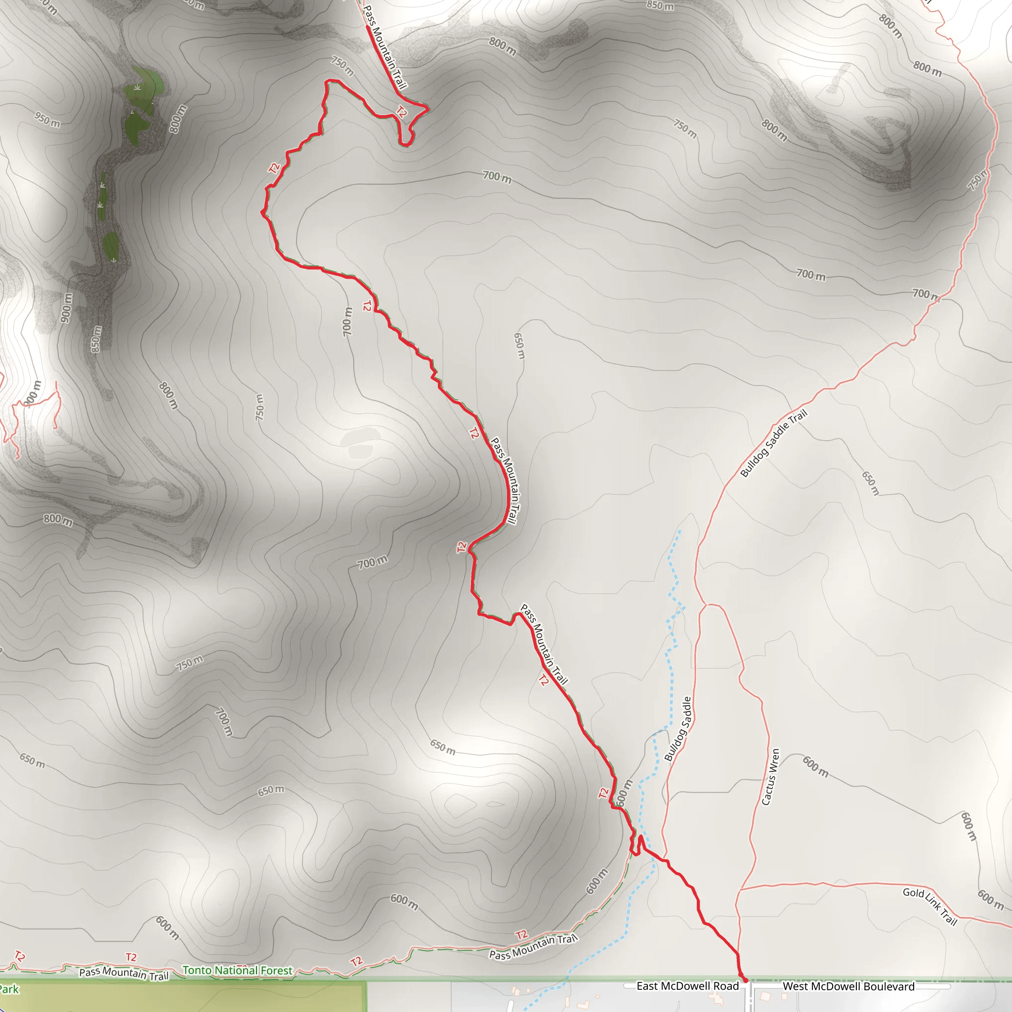 Pass Mountain Trail Out and Back mobile static map