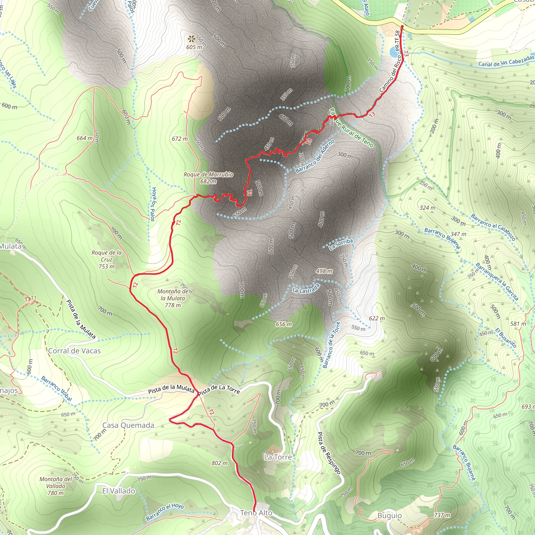 Camino del Risco PR TF 58 mobile static map