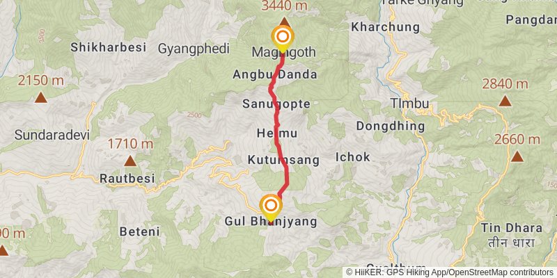 Helambu Trek stage 3 Map