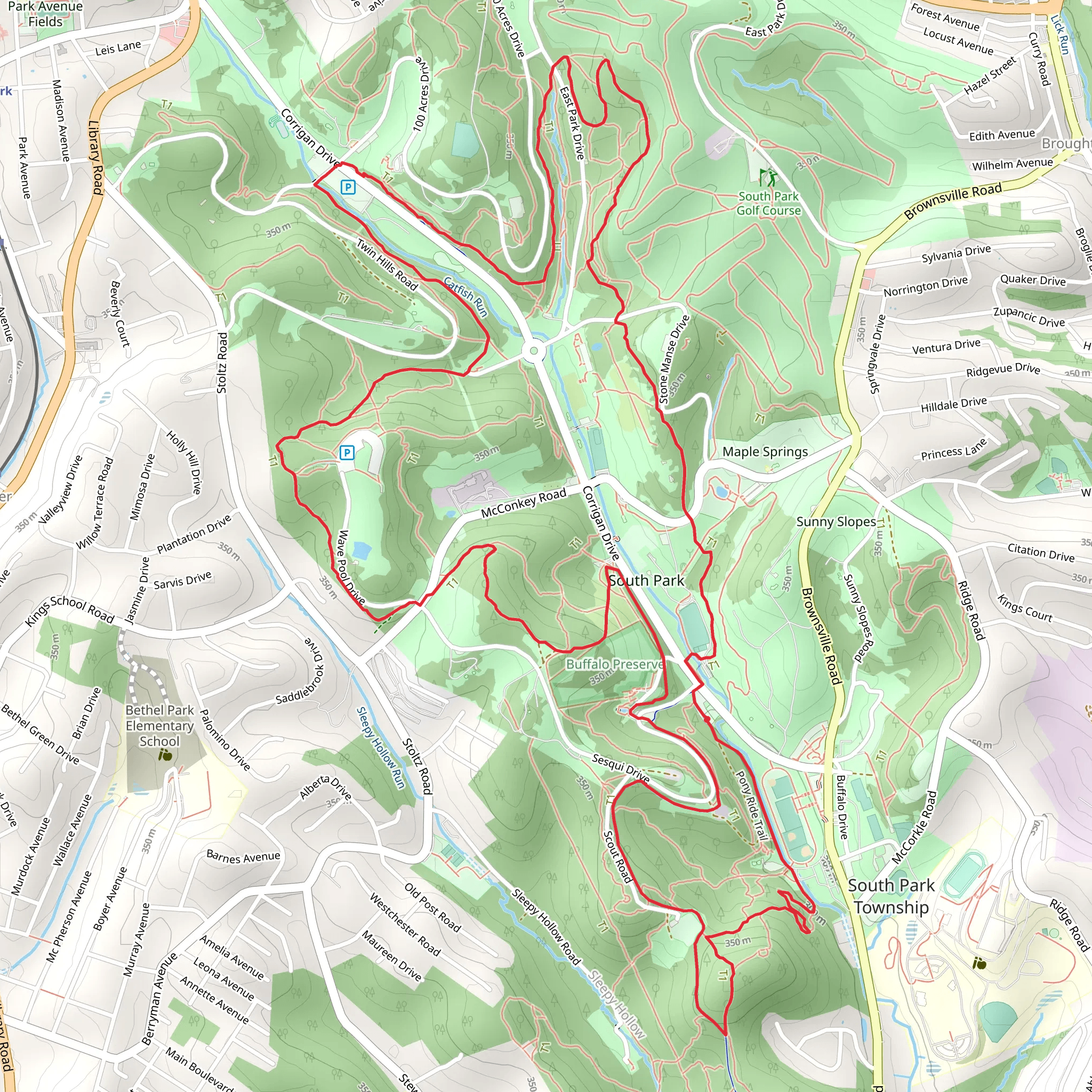 South Park and Buffalo Ridge Loop mobile static map