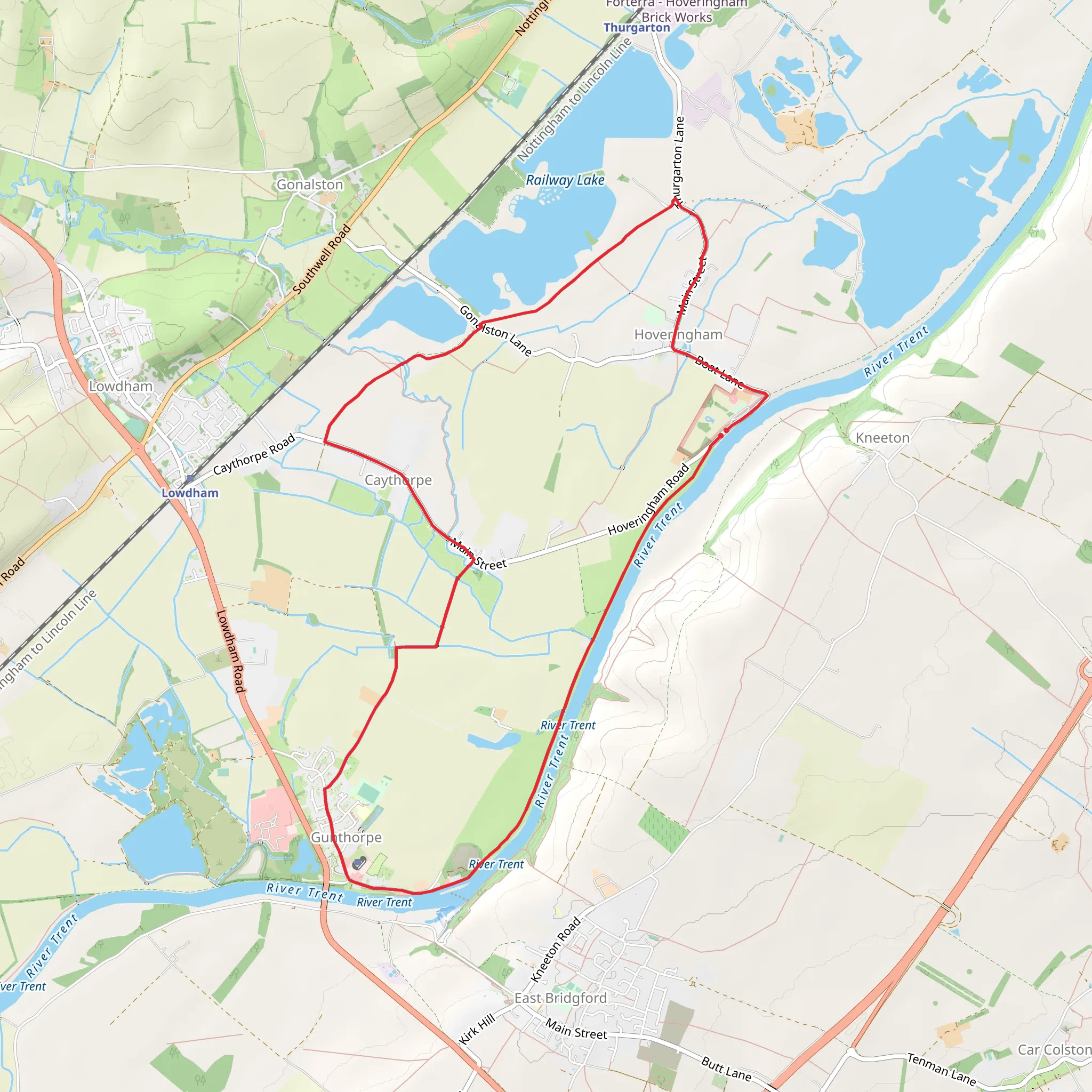 Gunthorpe and Caythorpe from Hoveringham mobile static map