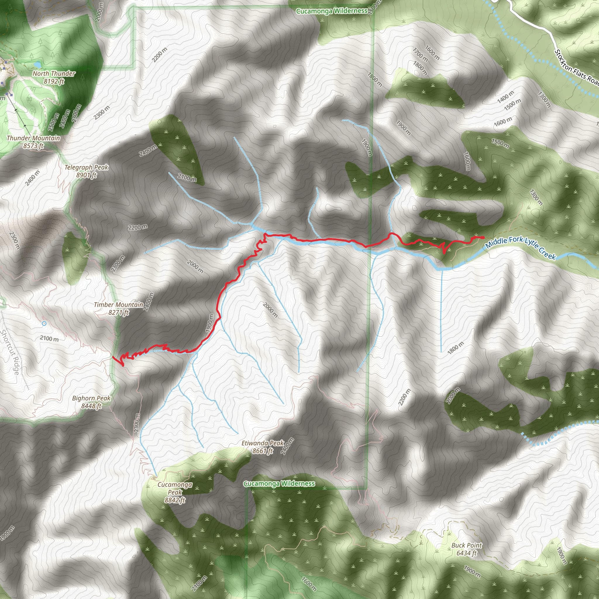 Icehouse Saddle via Middle Fork Trail mobile static map