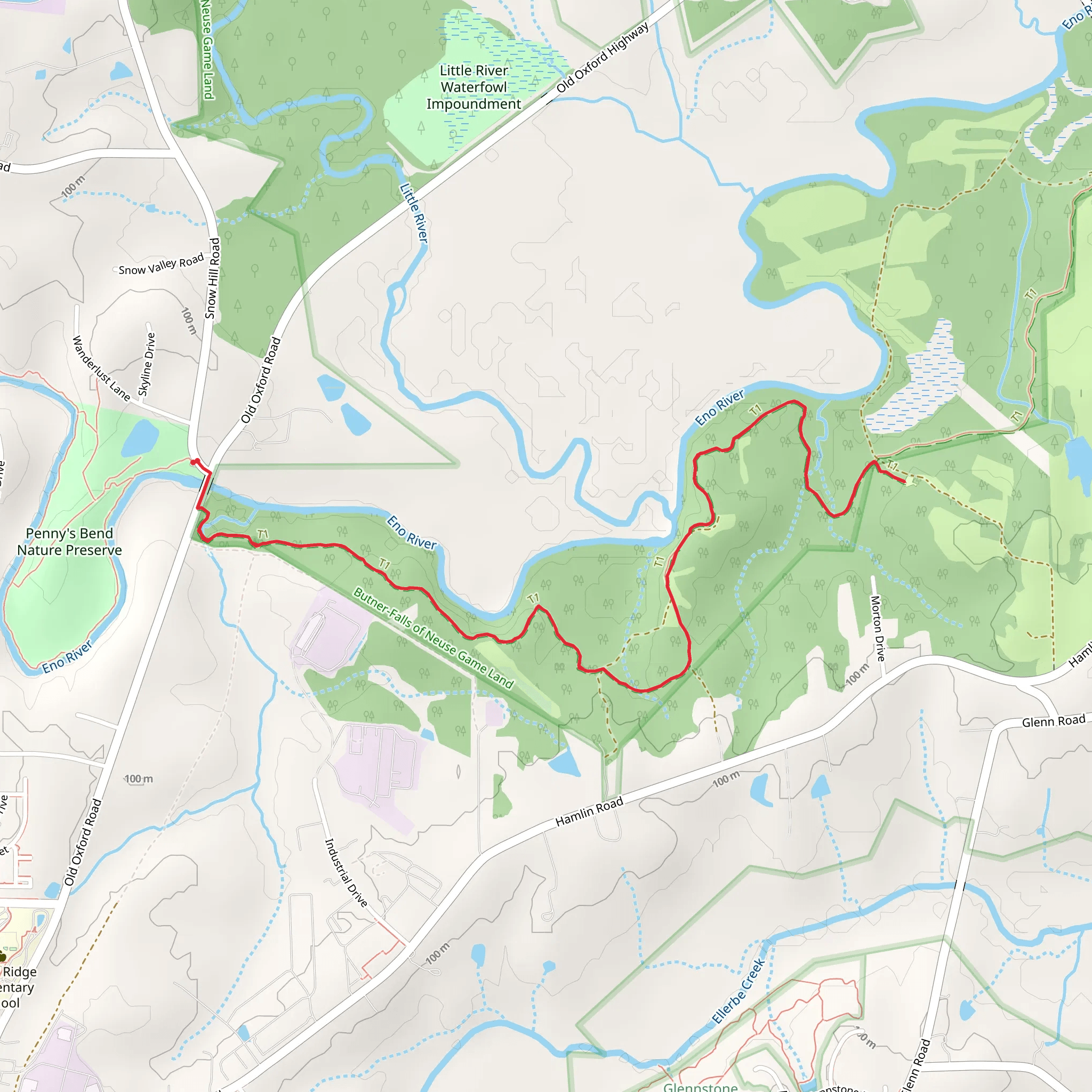 Ward Family Campground via Falls Lake Trail mobile static map