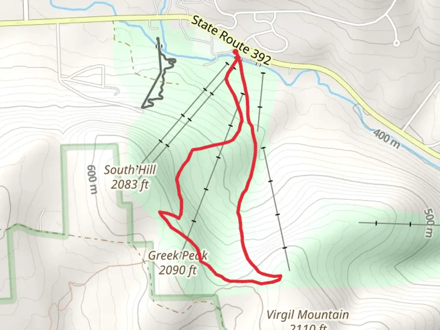 An image depicting the trail Virgil Mountain Loop and its surrounding area.