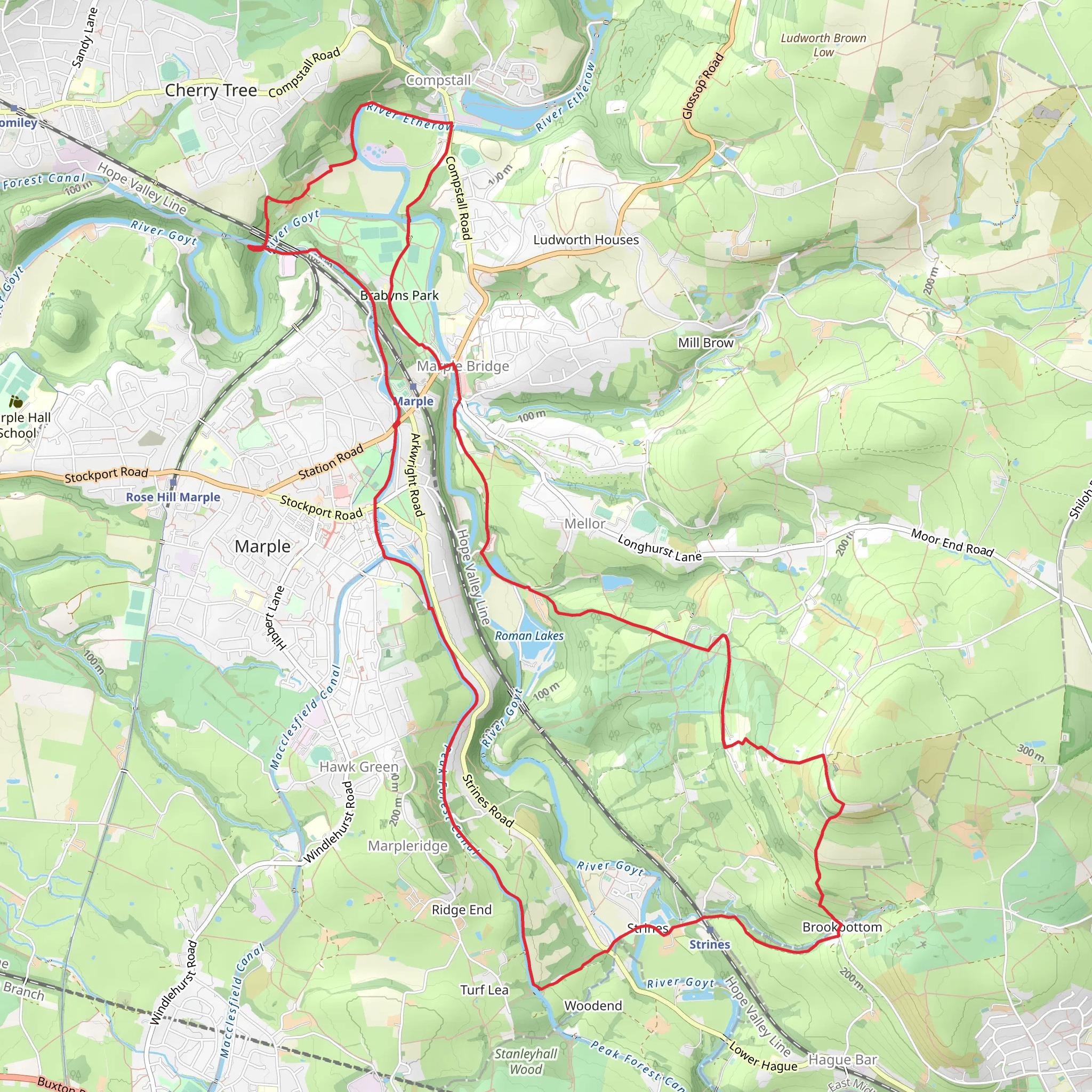 Marple - Strines - Brook Bottom - Marple Bridge and Compstall mobile static map